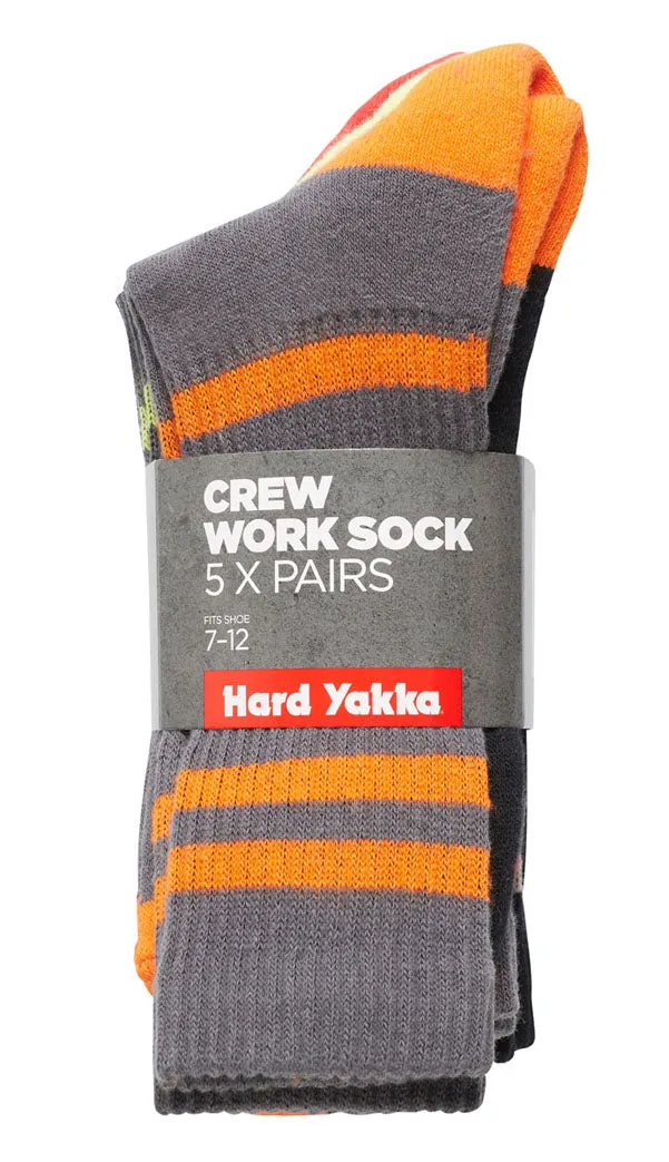 20 X Mens Hard Yakka Crew Work Multi-Coloured Workwear Socks