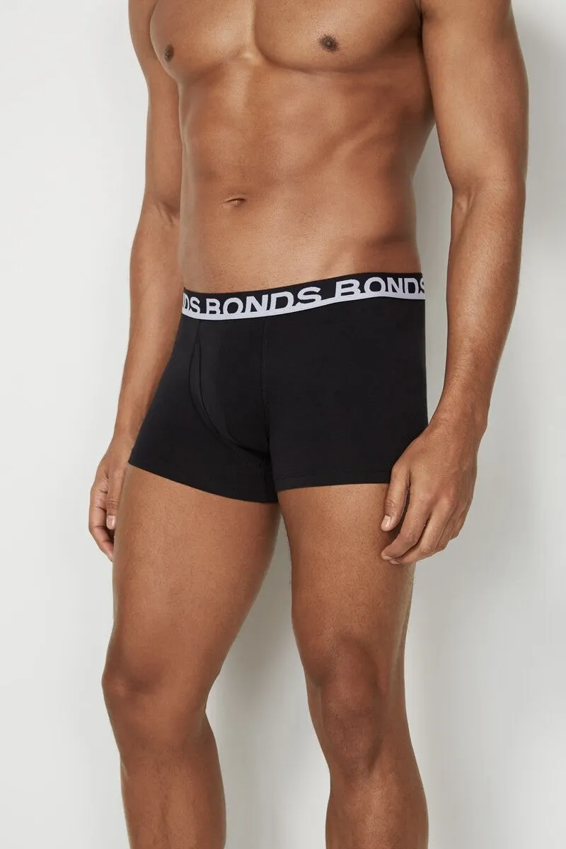 9 x Bonds Mens Everyday Trunks Underwear Black / Navy / Blue