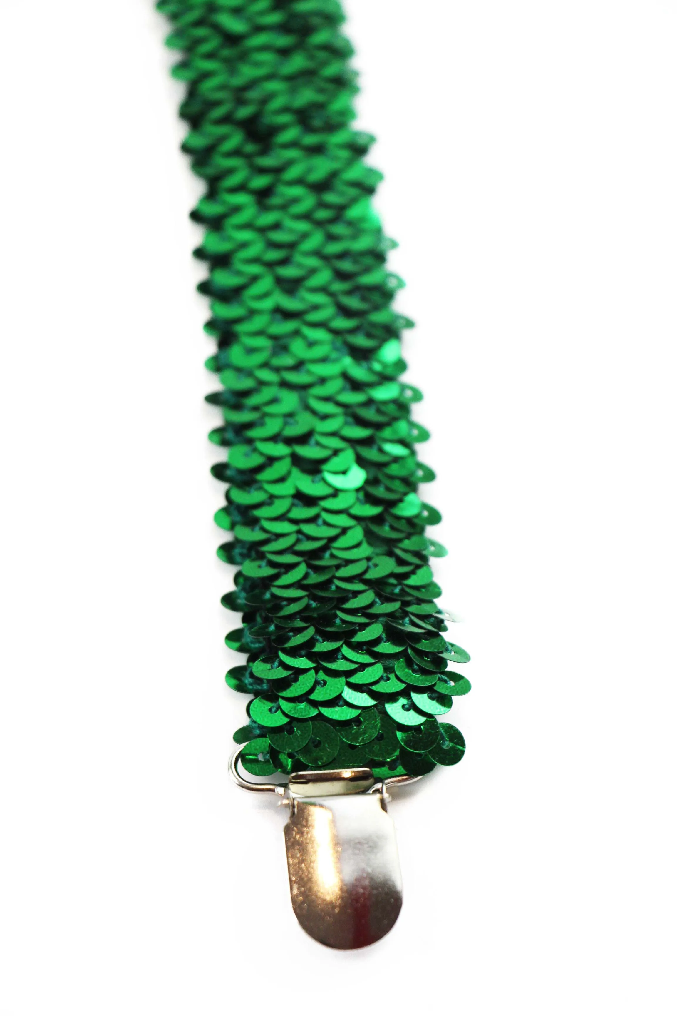 Adjustable 100cm Green Mens & Womens Sequin Suspenders