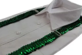 Adjustable 100cm Green Mens & Womens Sequin Suspenders