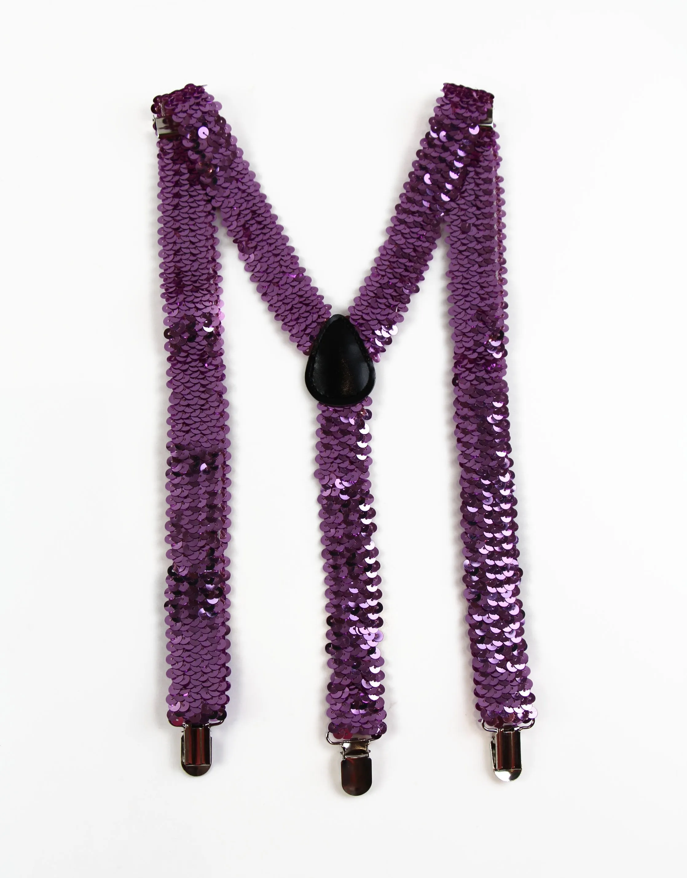 Adjustable 100cm Violet Mens & Womens Sequin Suspenders