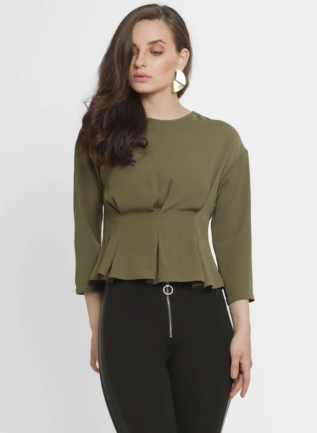 Alison Pleated Waist Peplum Top