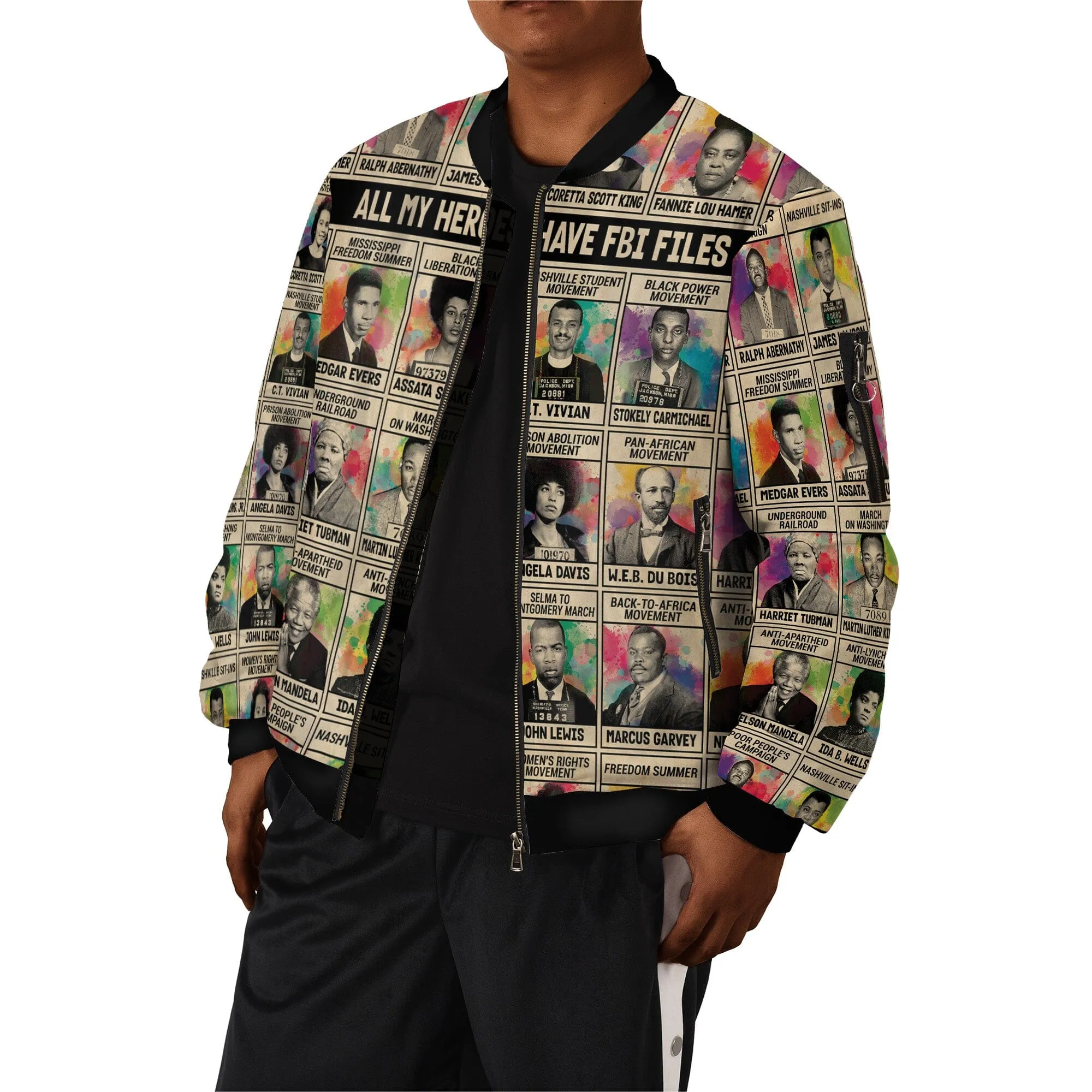 All My Heroes Have FBI Files Bomber Jacket