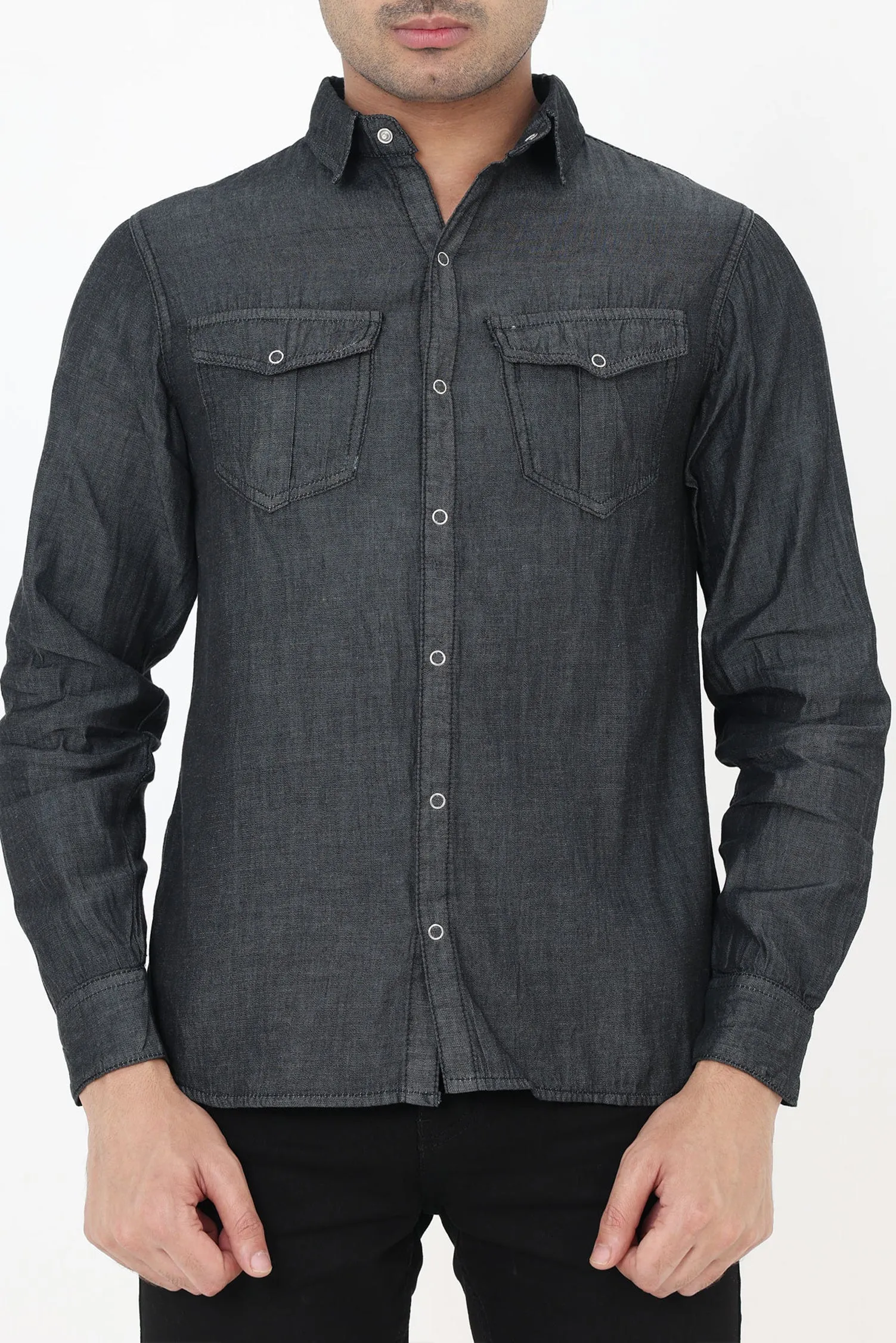 ALMAS DENIM SHIRT-CHARCOAL