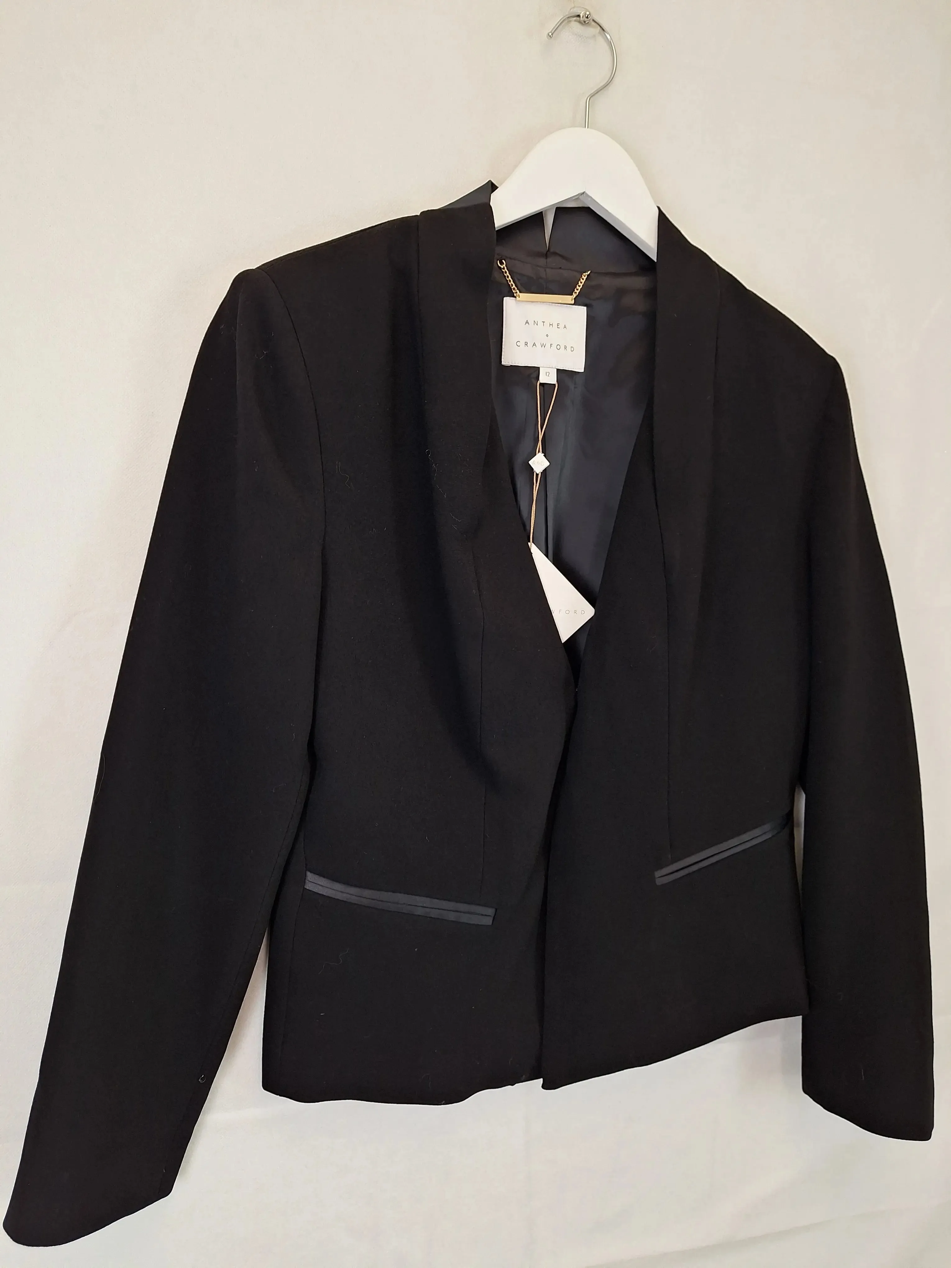 Anthea Crawford Structured Collarless Blazer Size 12