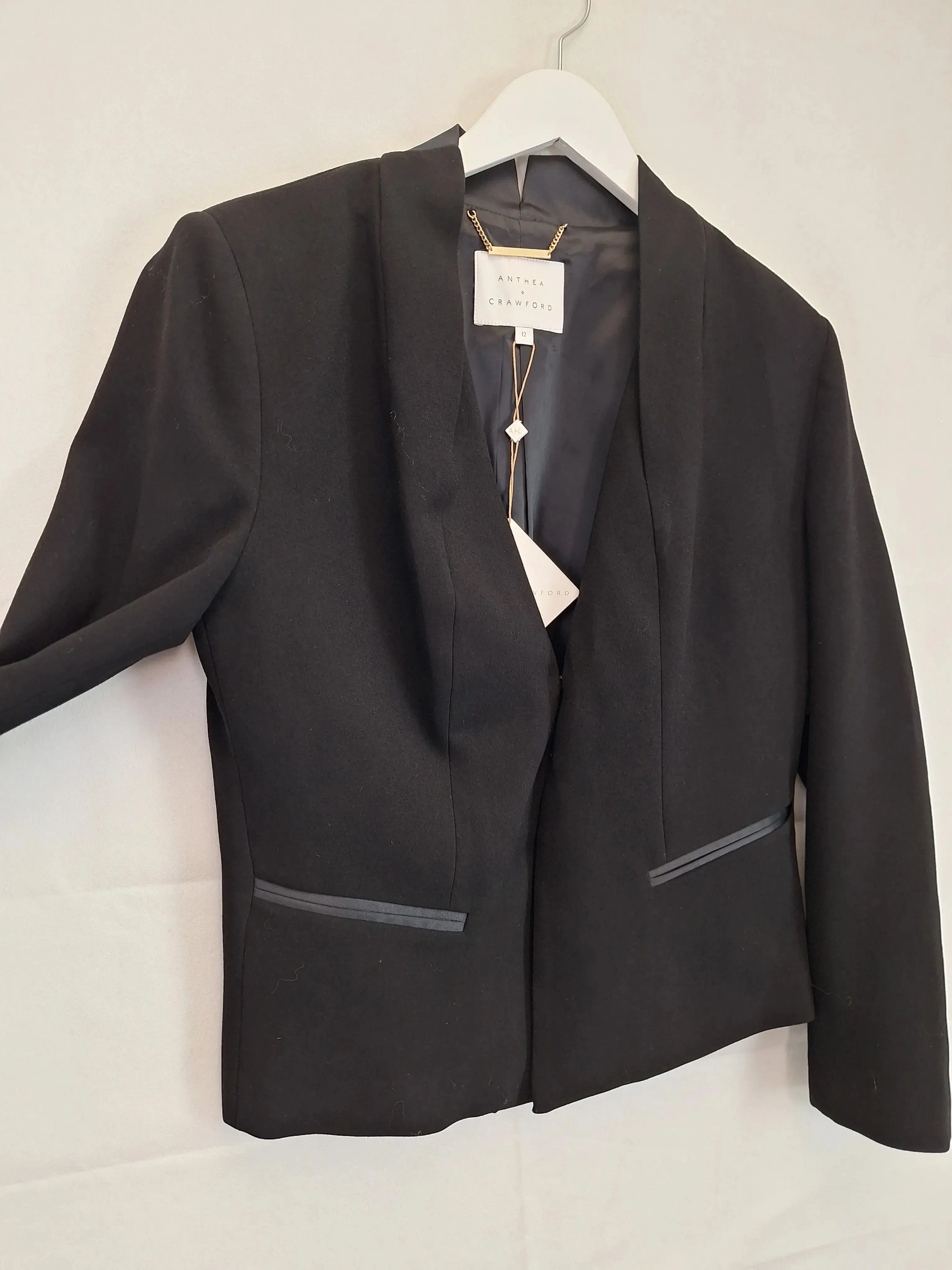 Anthea Crawford Structured Collarless Blazer Size 12