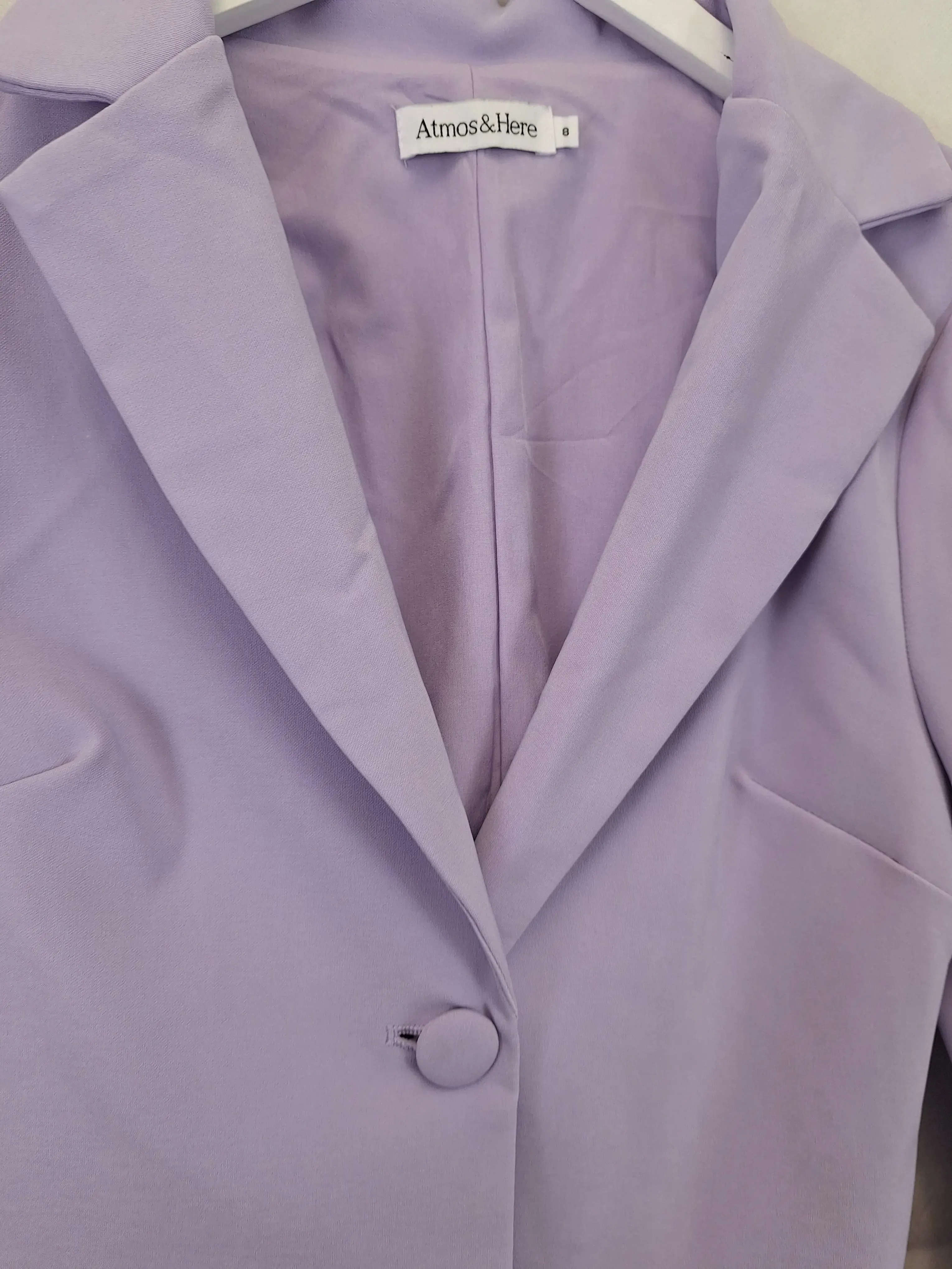 Atmos & Here Lilac Cropped Single Breast Jacket Size 8