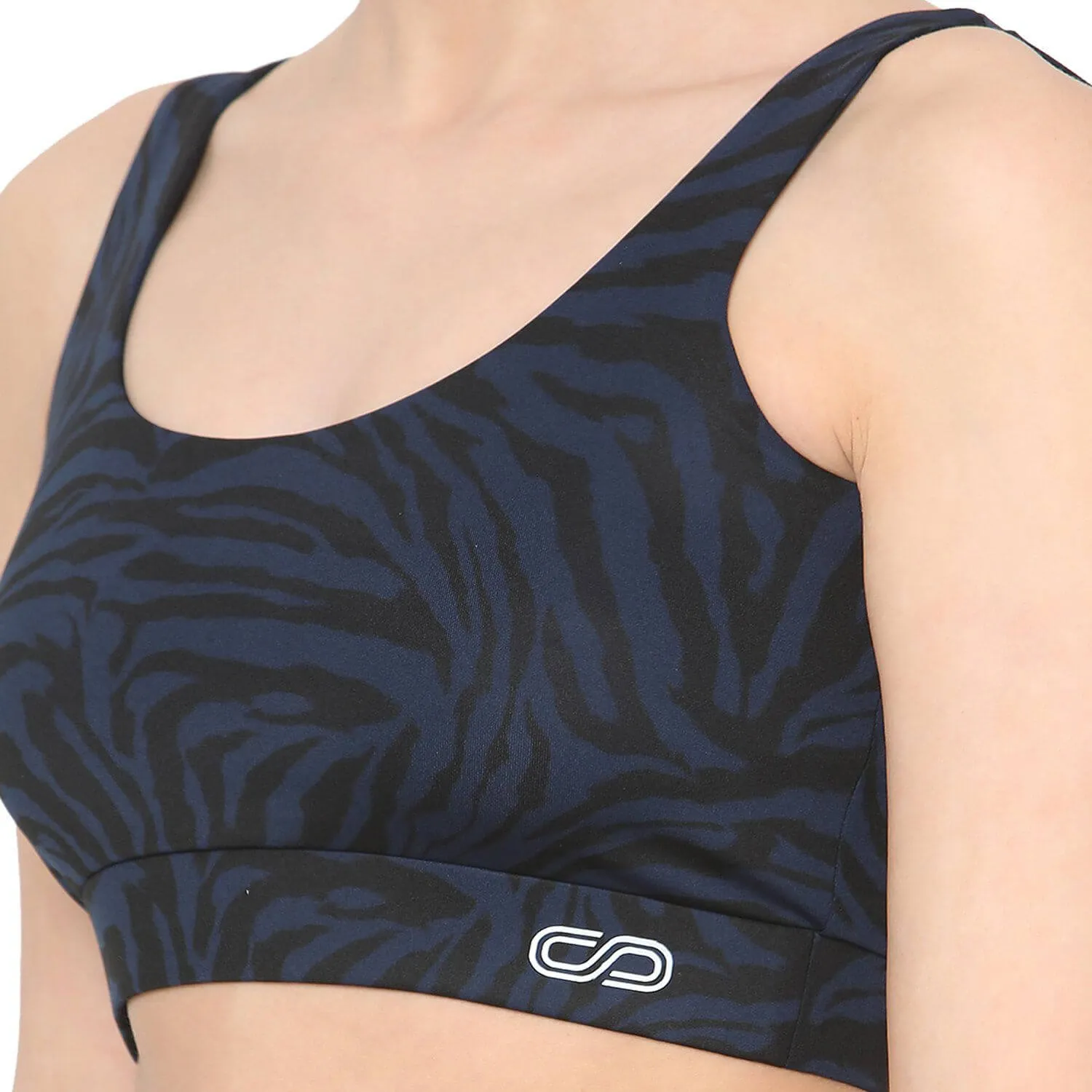 Aura Round Neck Sports Bra Navy Animal