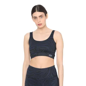 Aura Round Neck Sports Bra Navy Animal