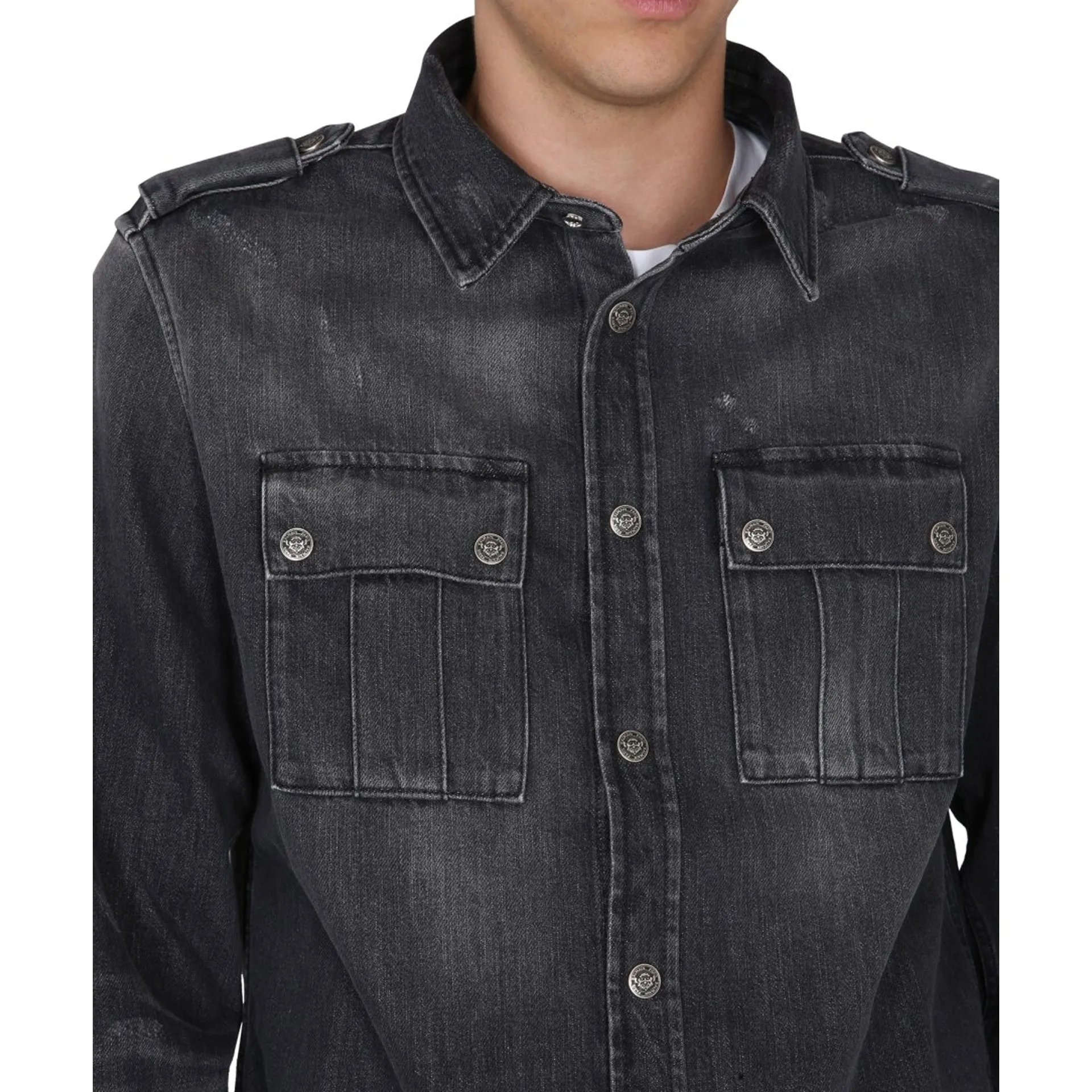 Balmain - Camicia in cotone e denim