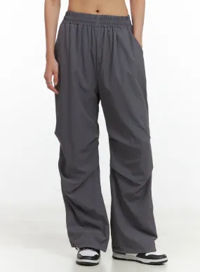 Banded Nylon Wide Fit Pants CL404