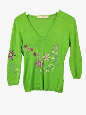 Bare Vibrant Embellished Floral Knit Jumper Size M