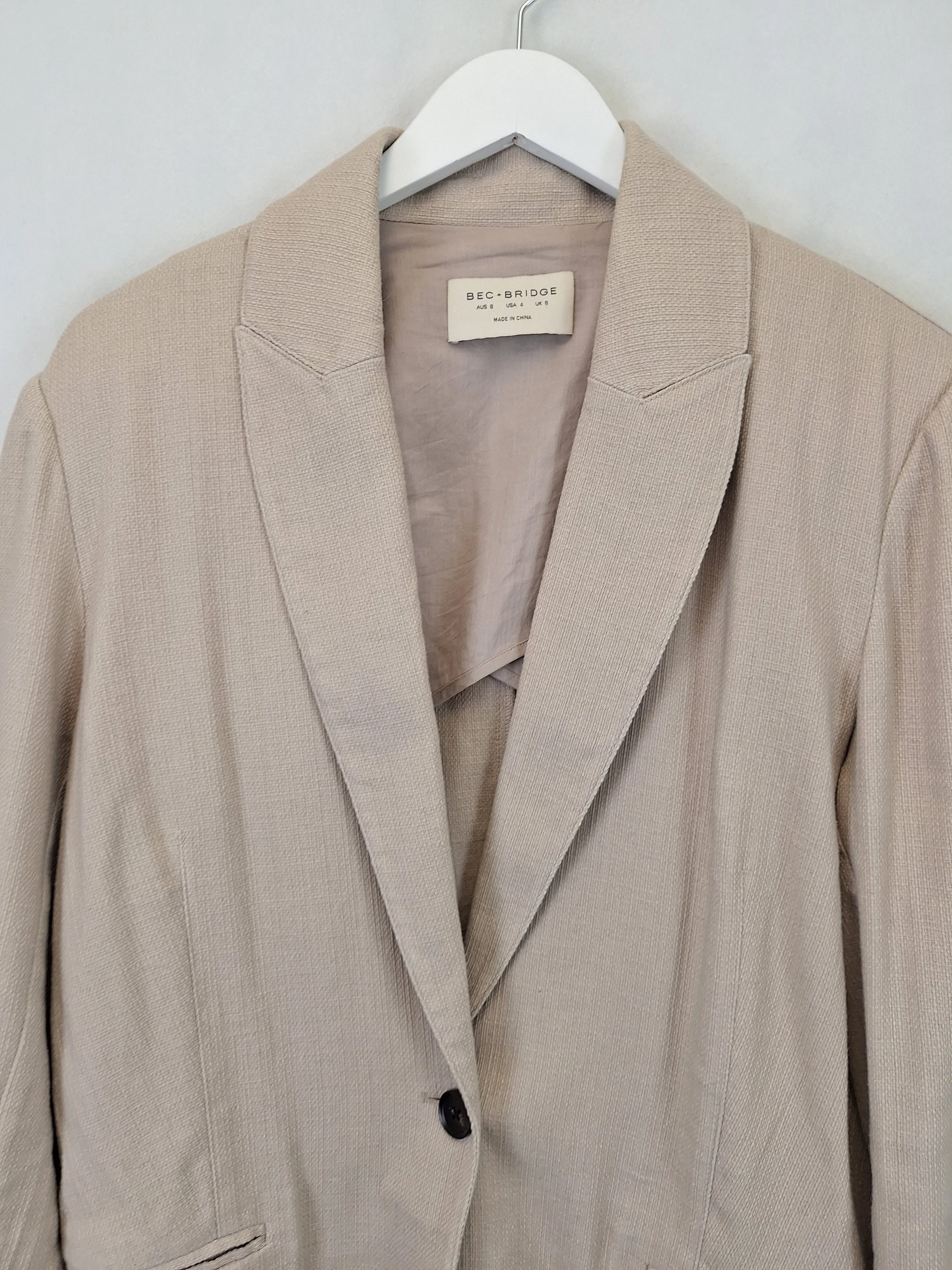 Bec & Bridge Essential Cotton Casual Blazer Size 8