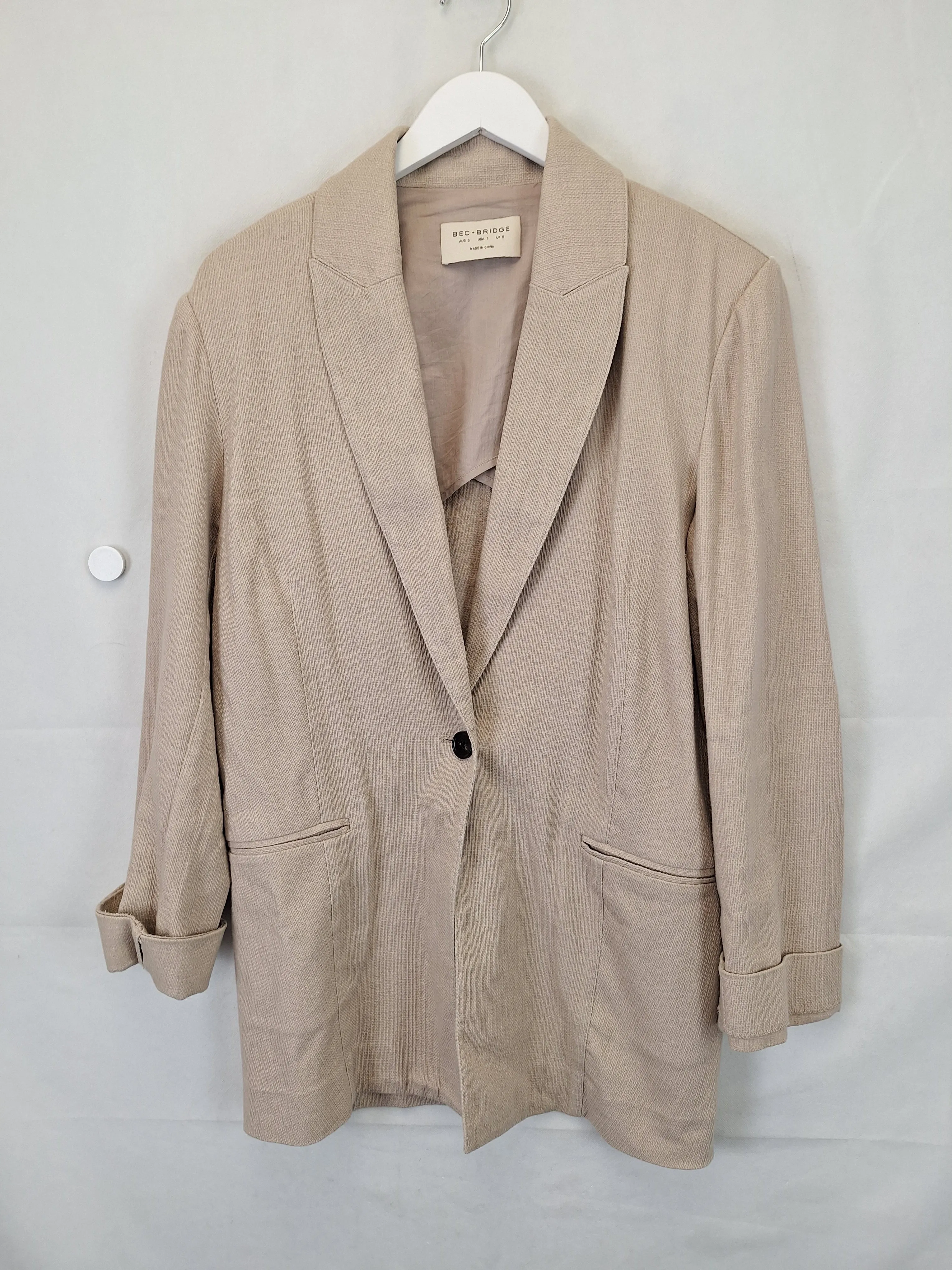 Bec & Bridge Essential Cotton Casual Blazer Size 8