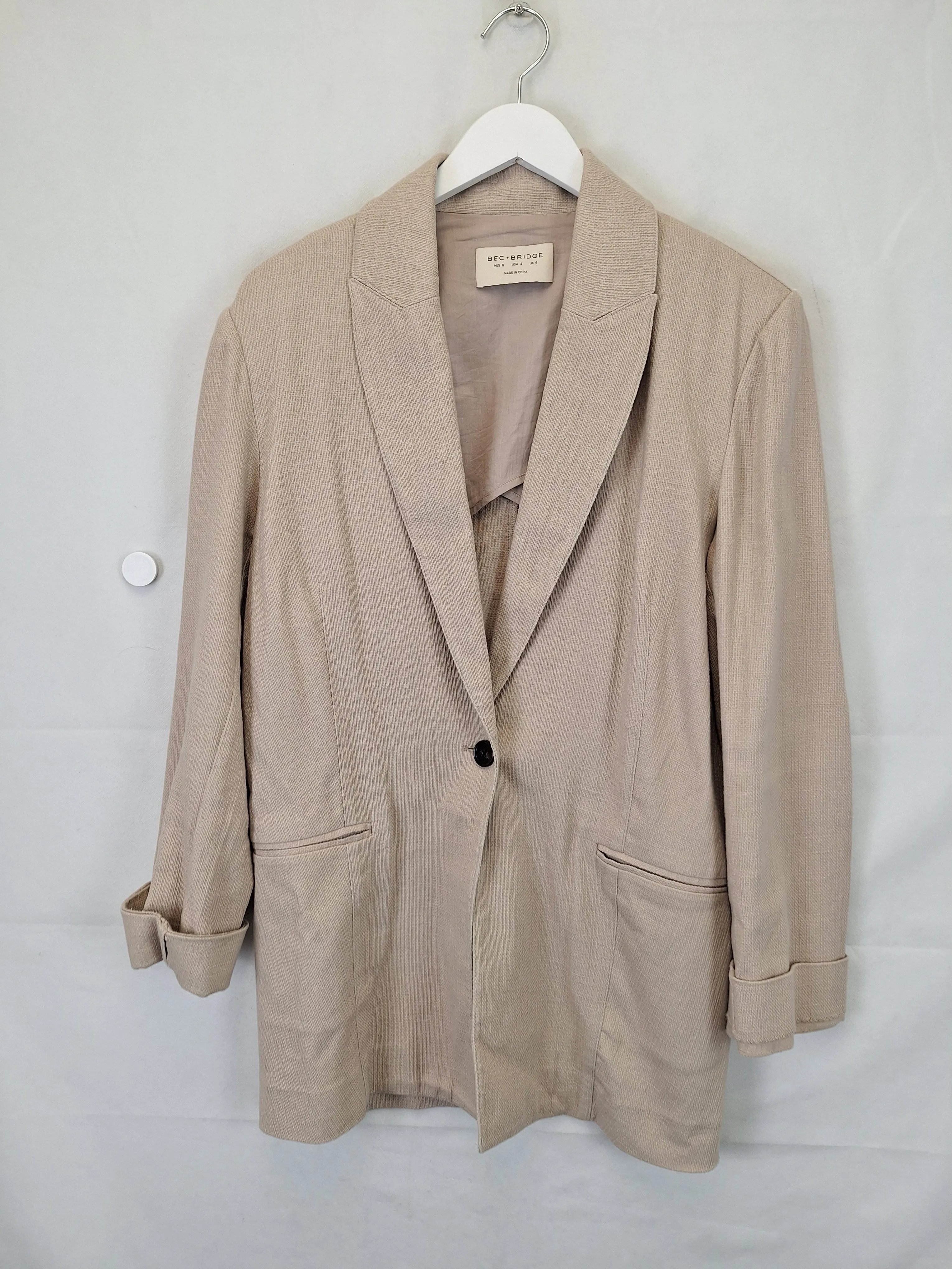 Bec & Bridge Essential Cotton Casual Blazer Size 8