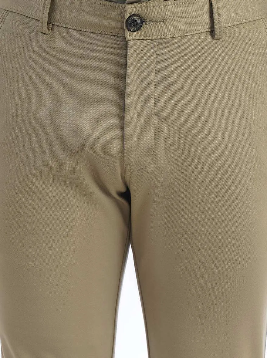 Beige Solid Slim Fit Club Wear Trouser | JB Studio