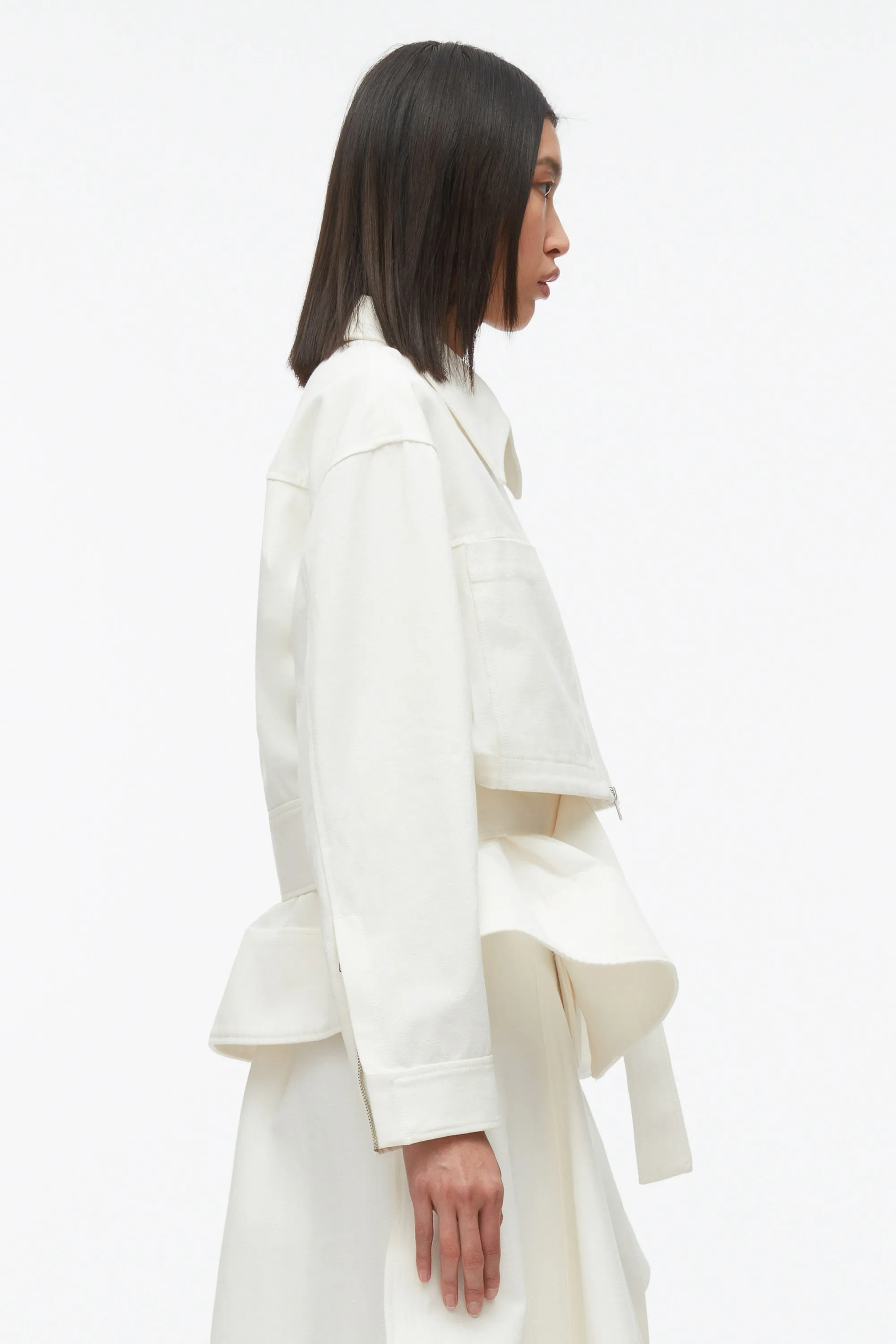 Belted Flounce Utility Jacket