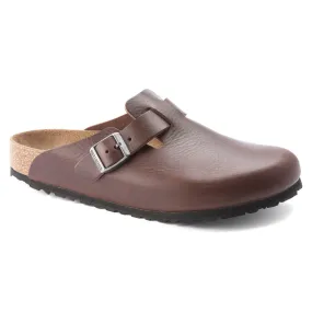 Birkenstock Mens Boston Grip Leather Clogs - Vintage Wood Roast, Regular Fit