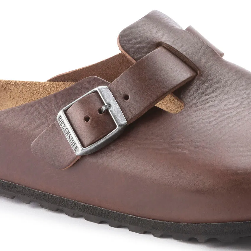 Birkenstock Mens Boston Grip Leather Clogs - Vintage Wood Roast, Regular Fit