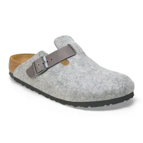 BIRKENSTOCK Women's Boston Natural Leather/Felt (Light Gray - Narrow Fit)