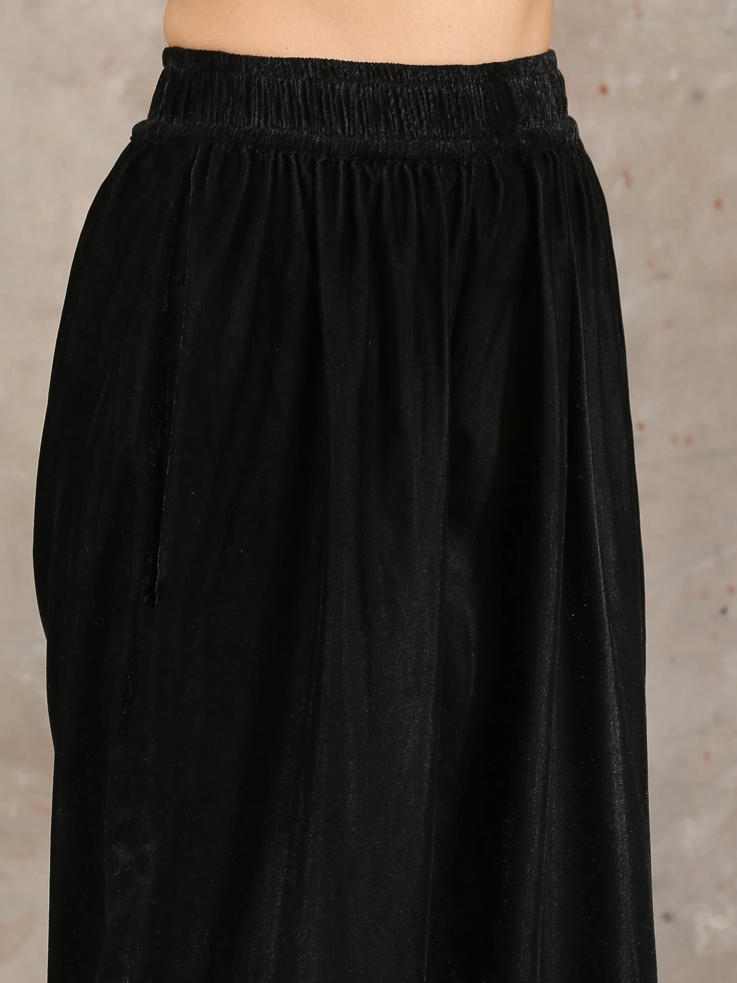 Black Velvet High Waist Pant