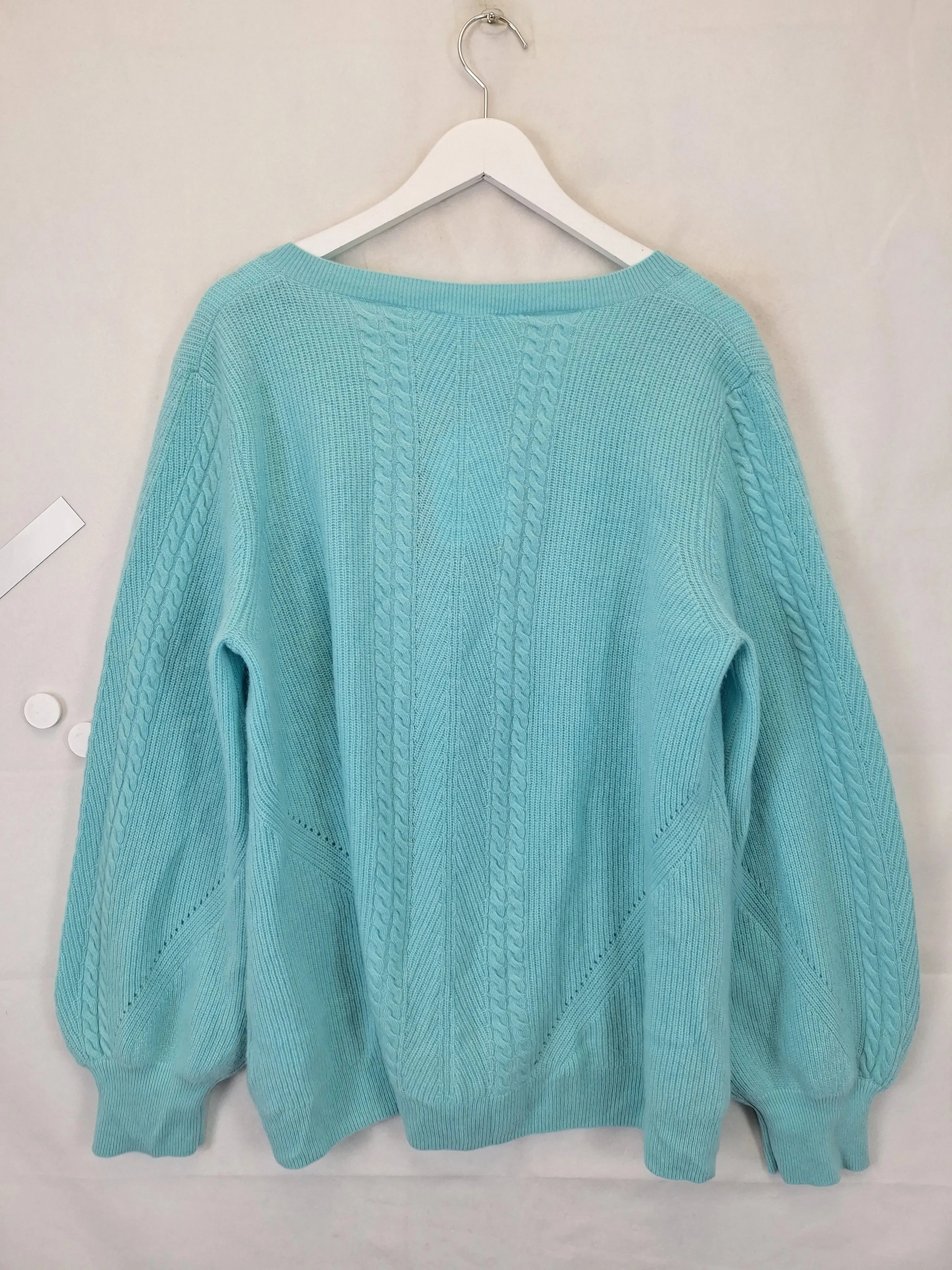 Blue Illusion Soft Cashmere Cable Jumper Size 20