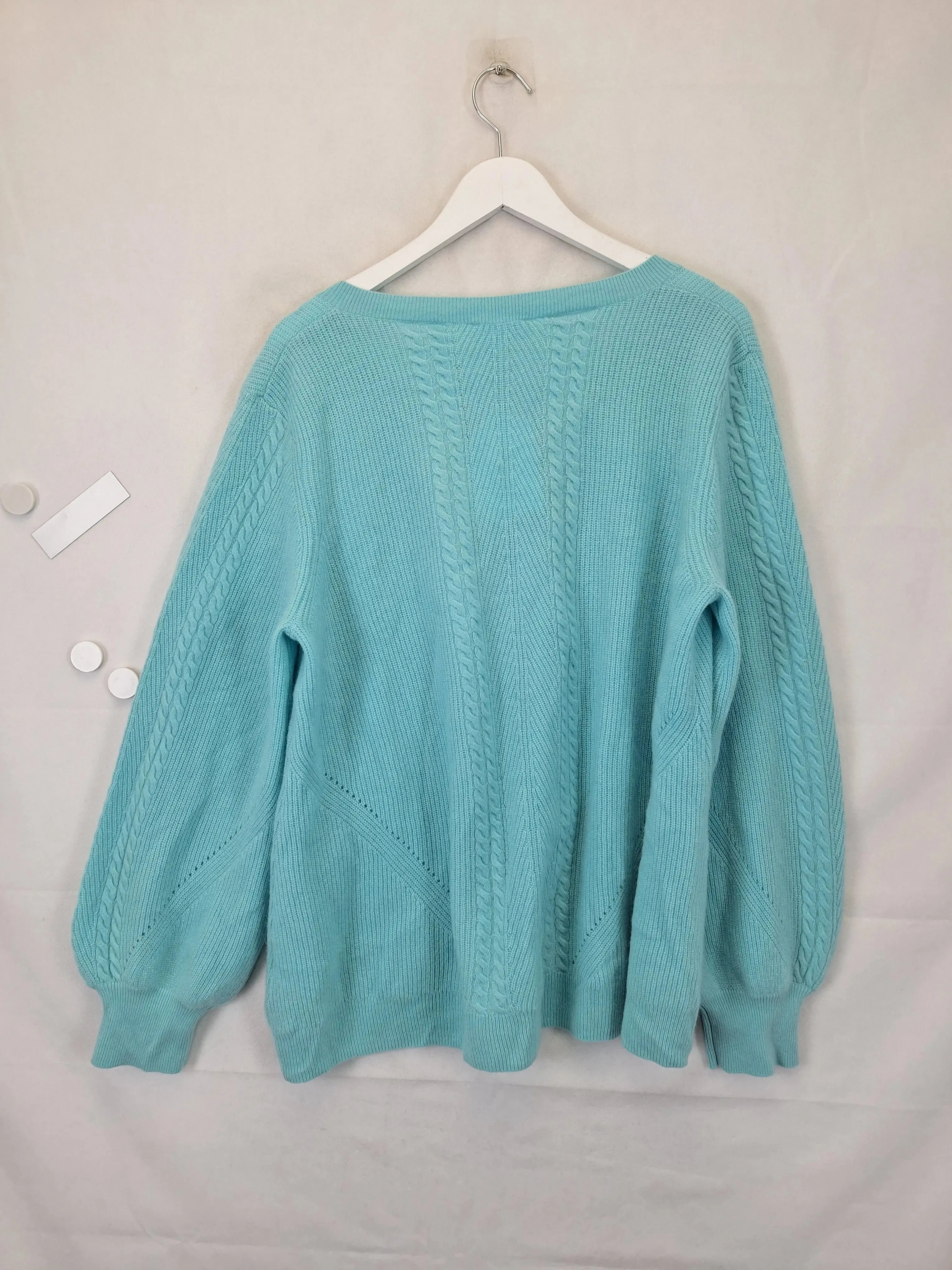 Blue Illusion Soft Cashmere Cable Jumper Size 20