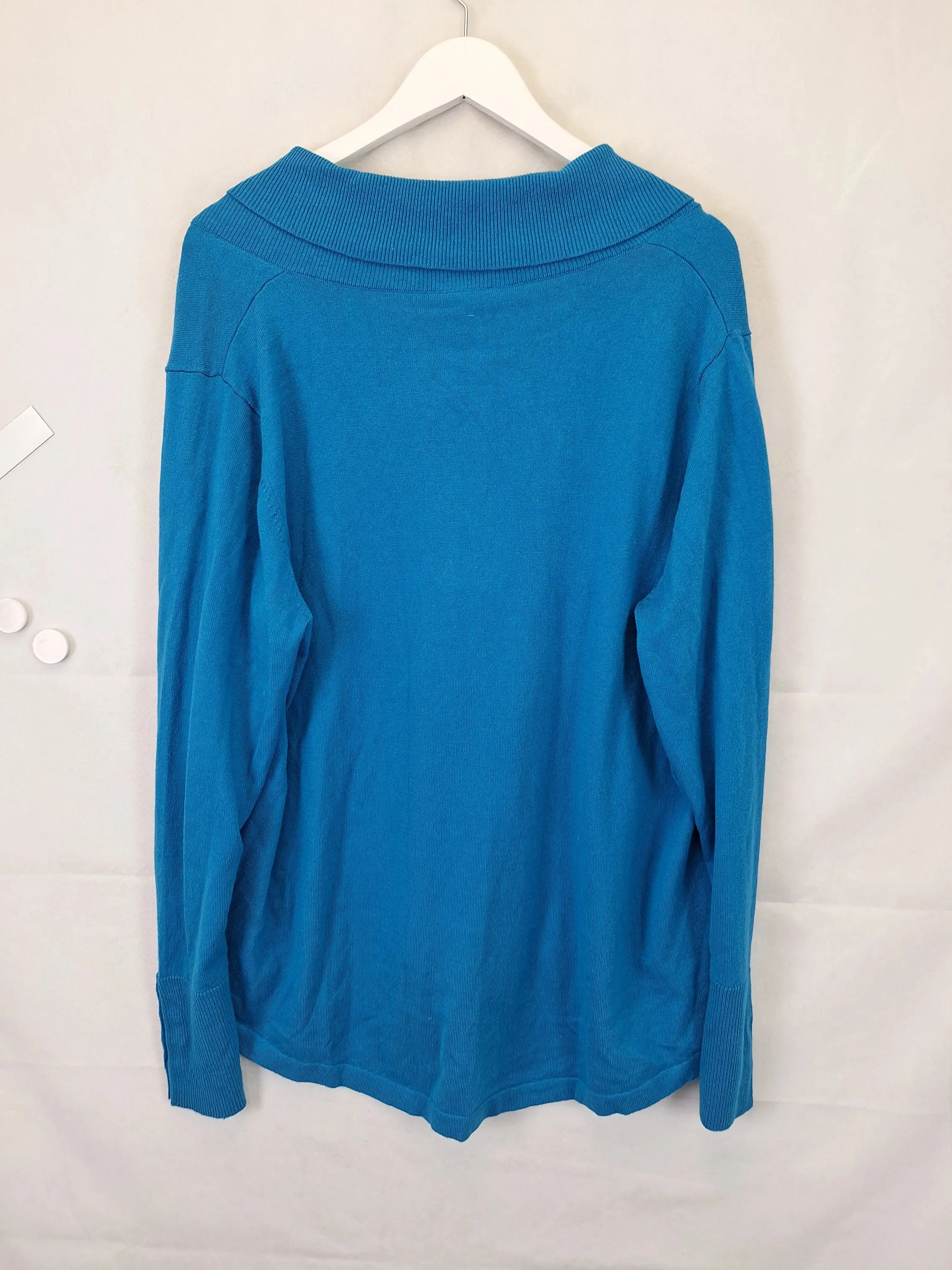 Blue Illusion Soft V Neck Pullover Jumper Size 20