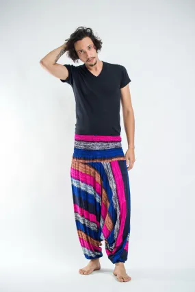 Boho Striped Drop Crotch Men's Harem Pants in Pink