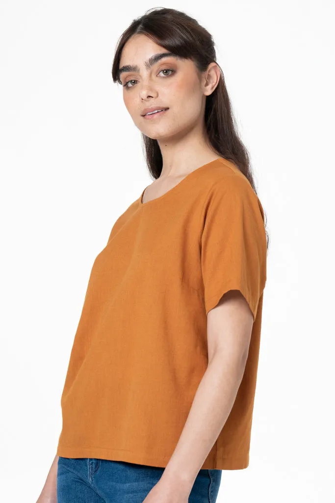 Boxy Top _ 132629 _ Ochre