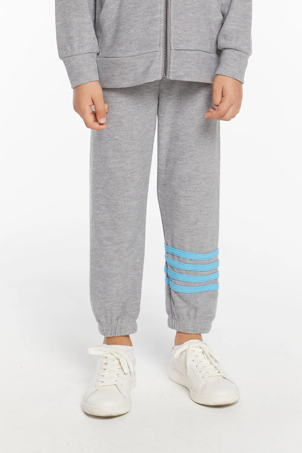 Boys Heather Grey No Side Seam Jogger with Strapping