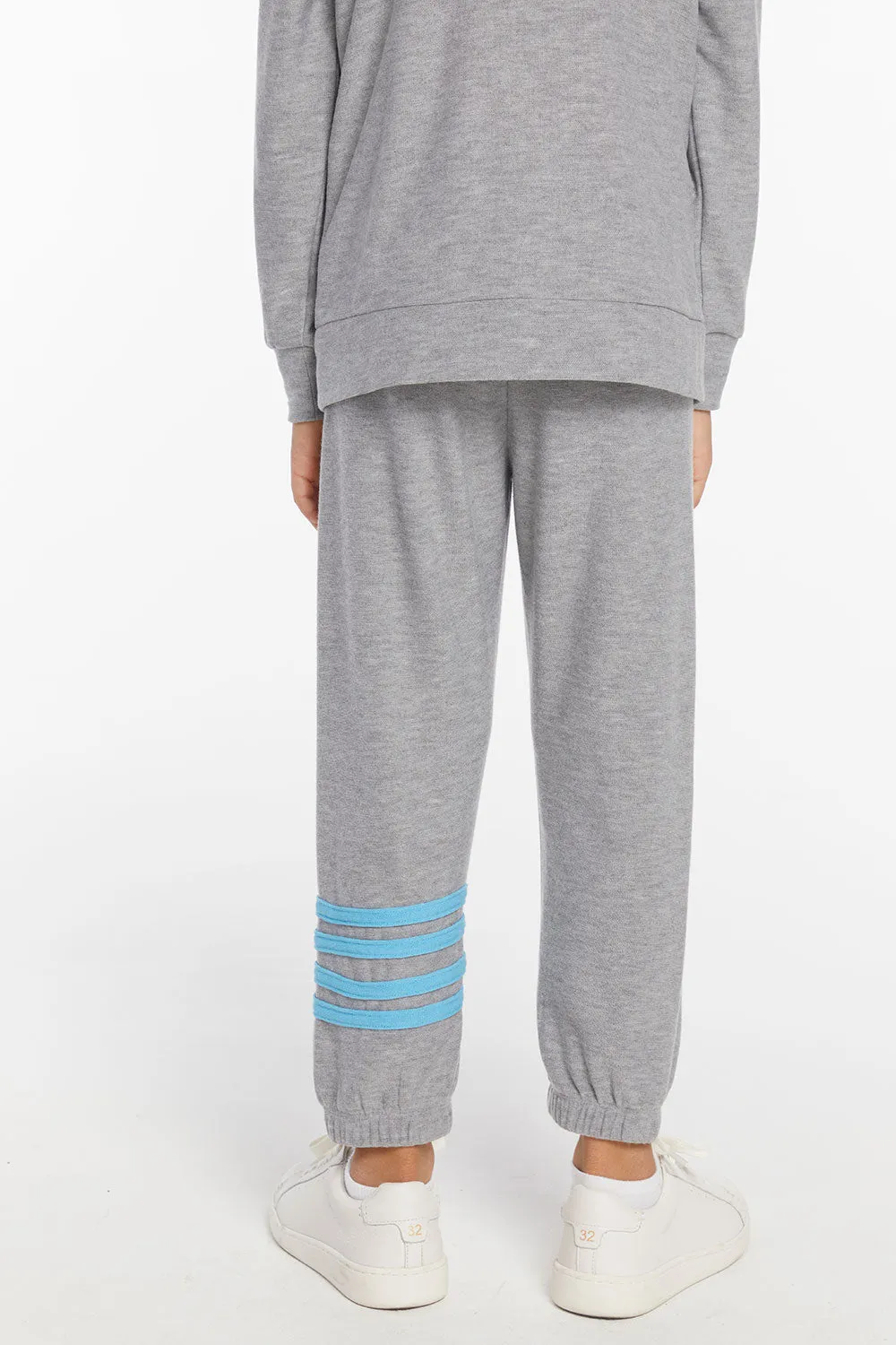 Boys Heather Grey No Side Seam Jogger with Strapping