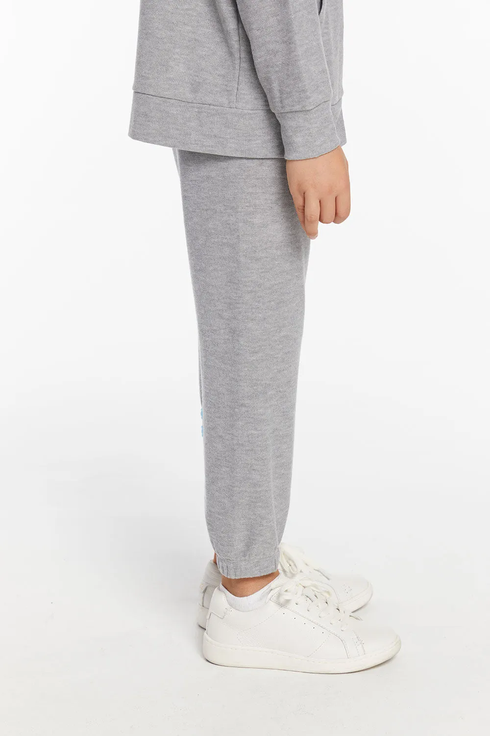 Boys Heather Grey No Side Seam Jogger with Strapping