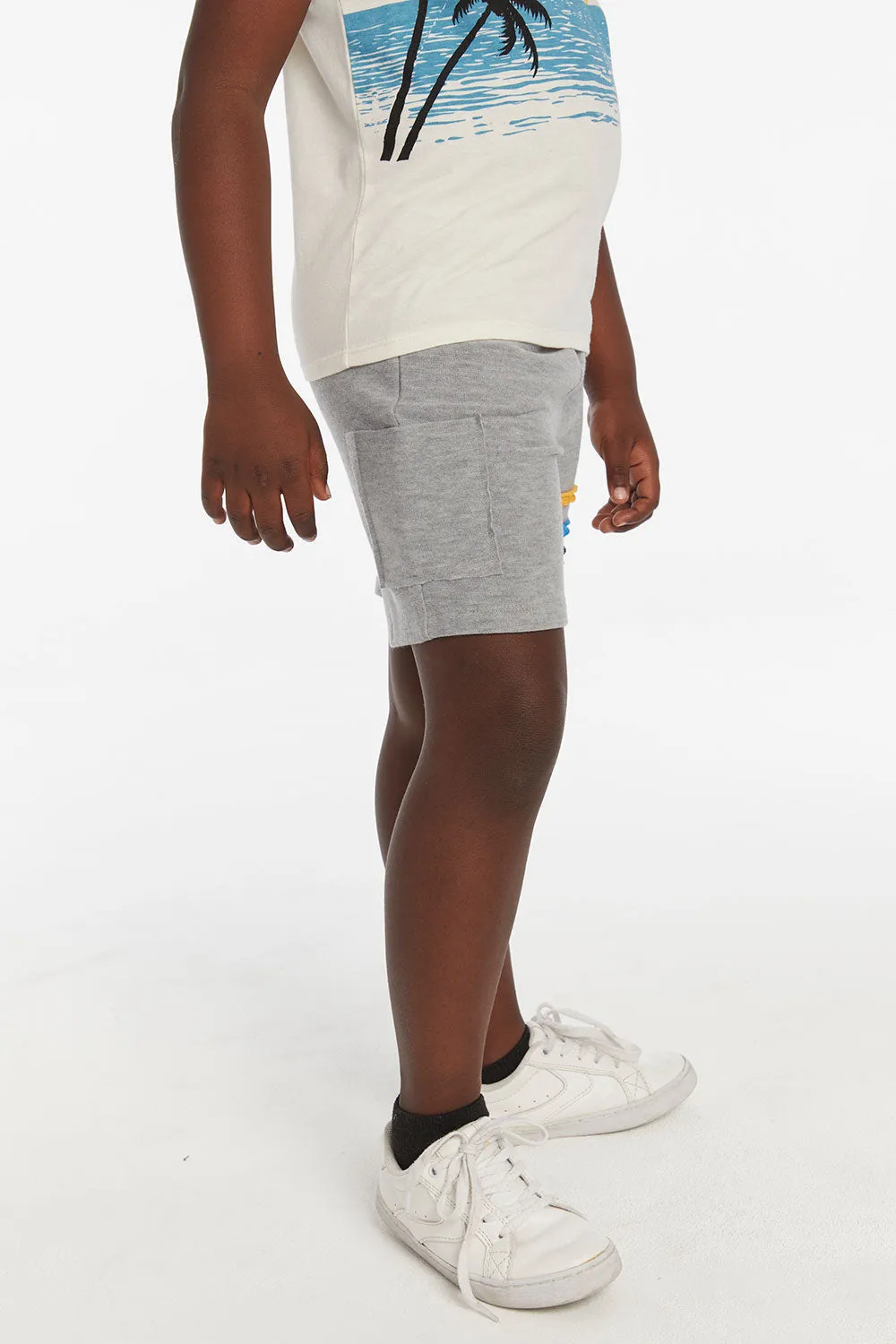 Boys Heather Grey Short with Strapping