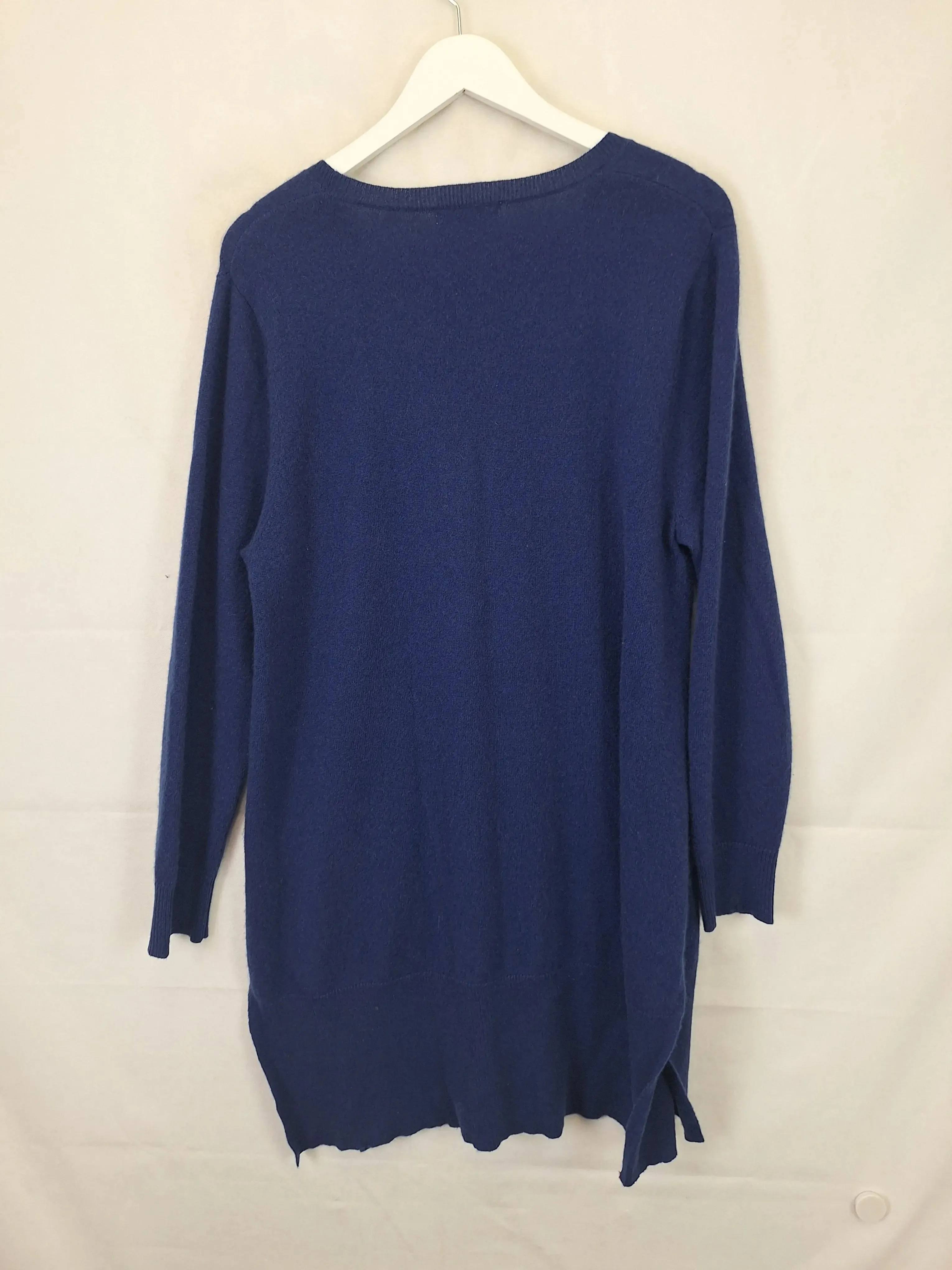 Cashmasoft French Blue Long Side Split Jumper Size L