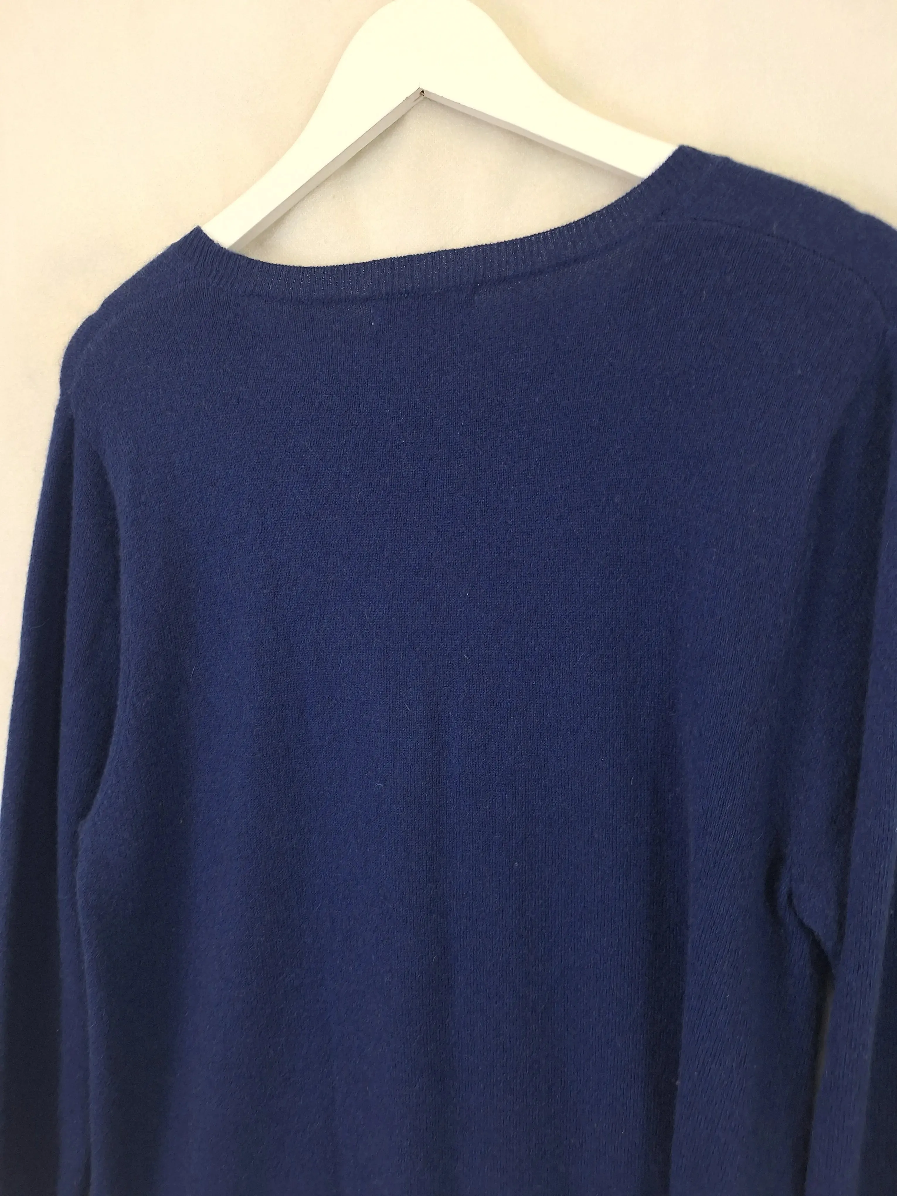 Cashmasoft French Blue Long Side Split Jumper Size L