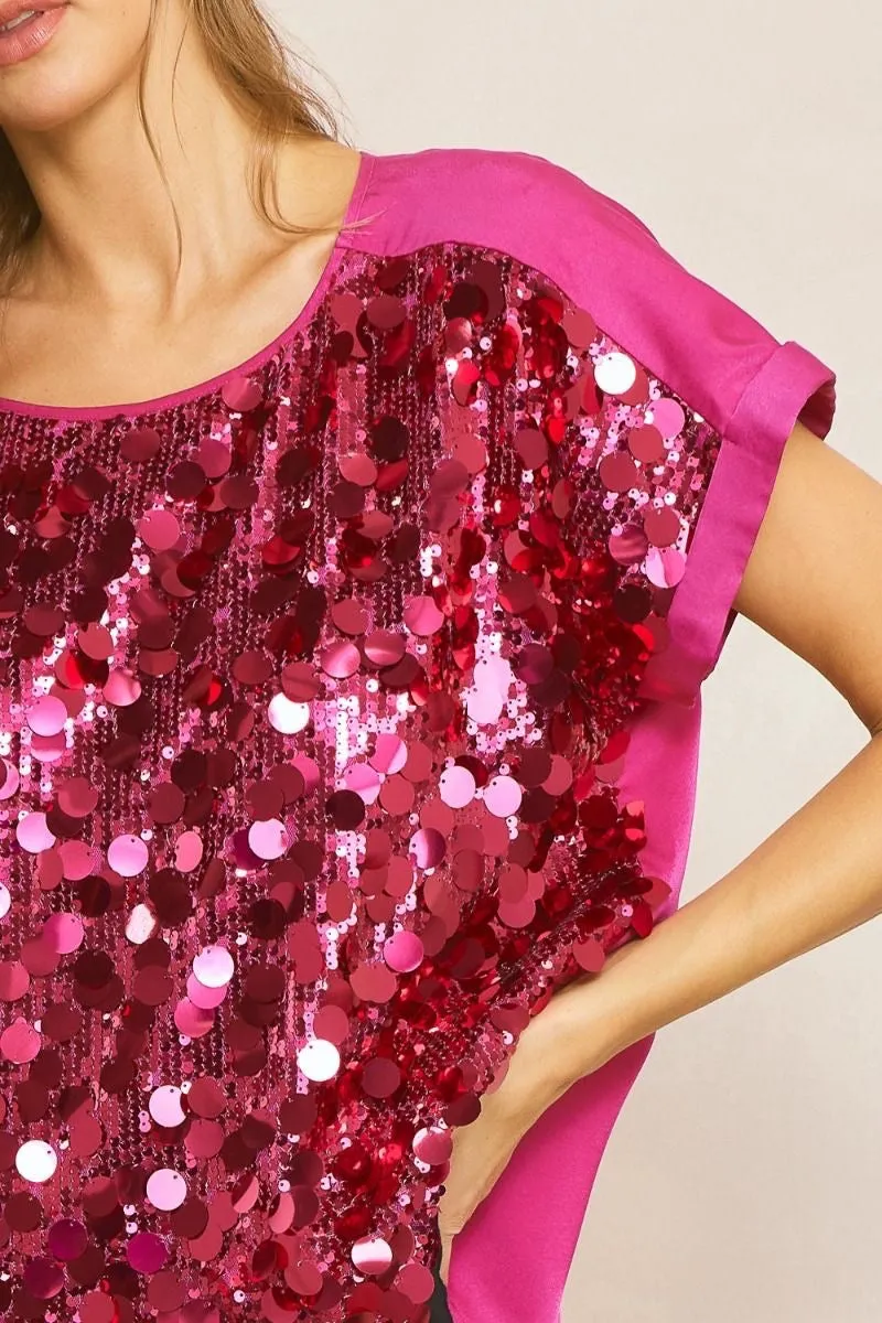 Celebration Sequin Top Magenta