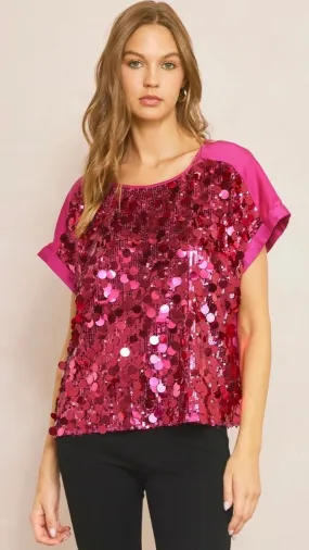 Celebration Sequin Top Magenta