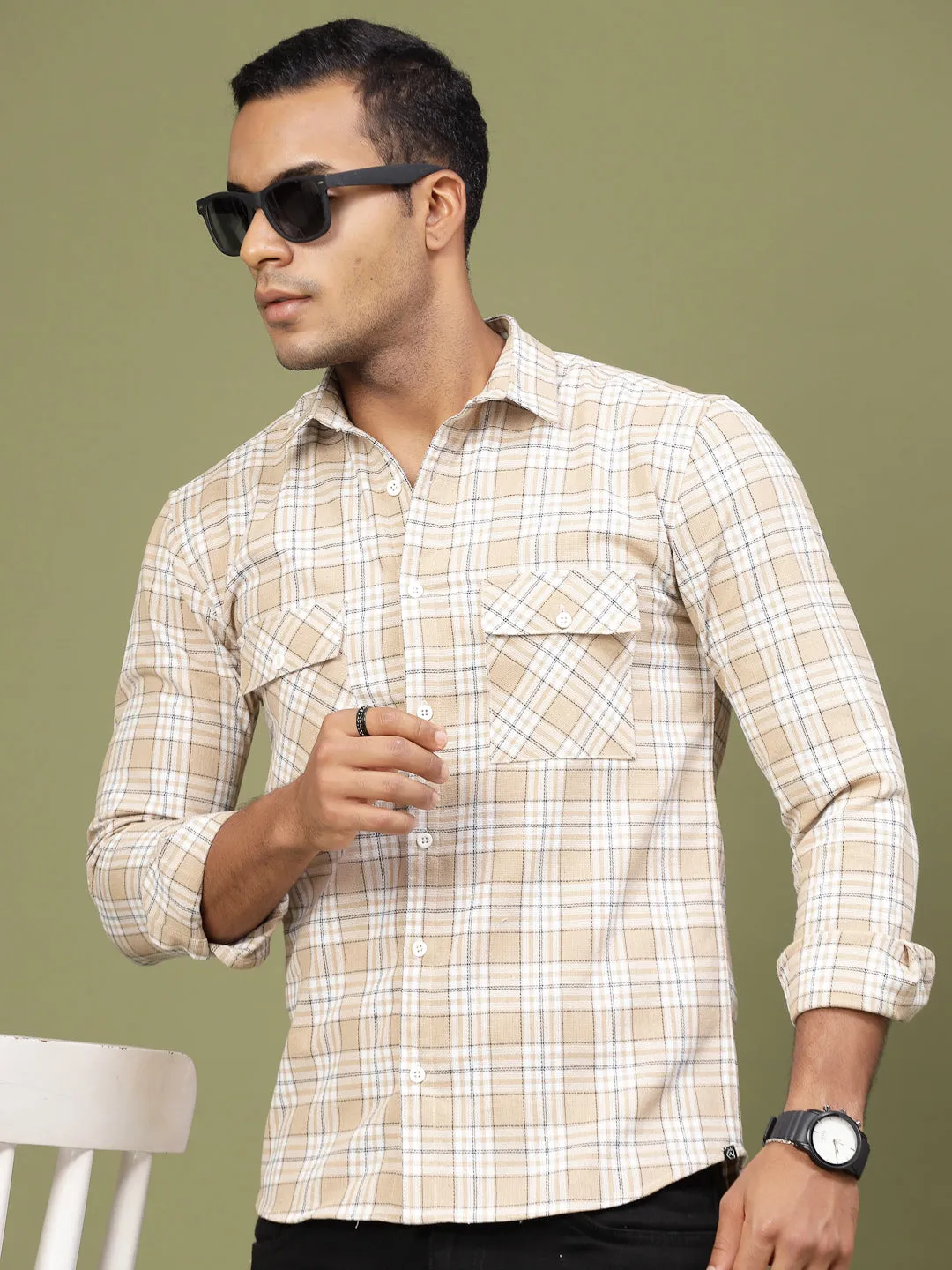 Checked Cotton Utility Shirt