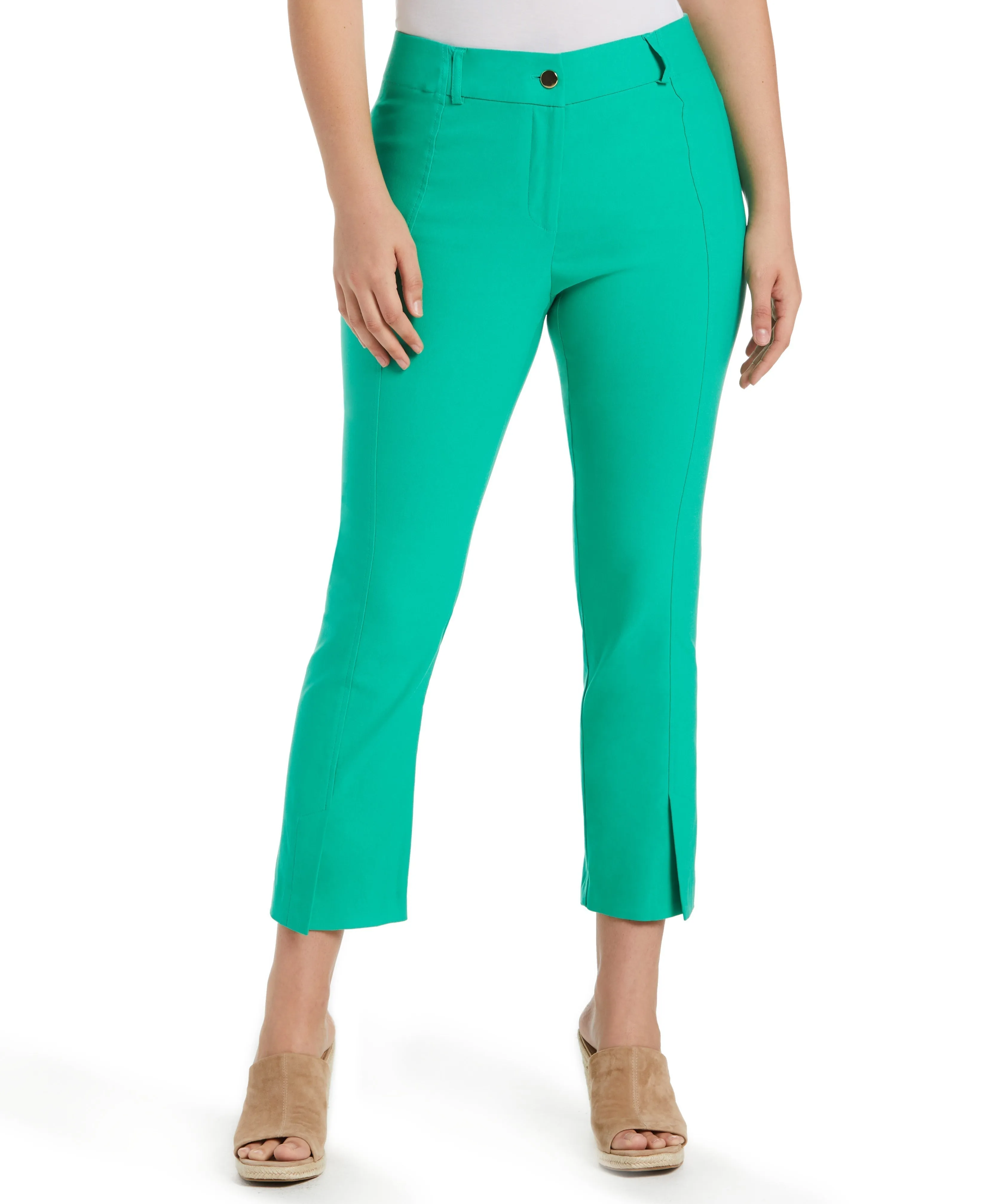 Classic Fit Seamed Straight Leg Crop Pant with Vents