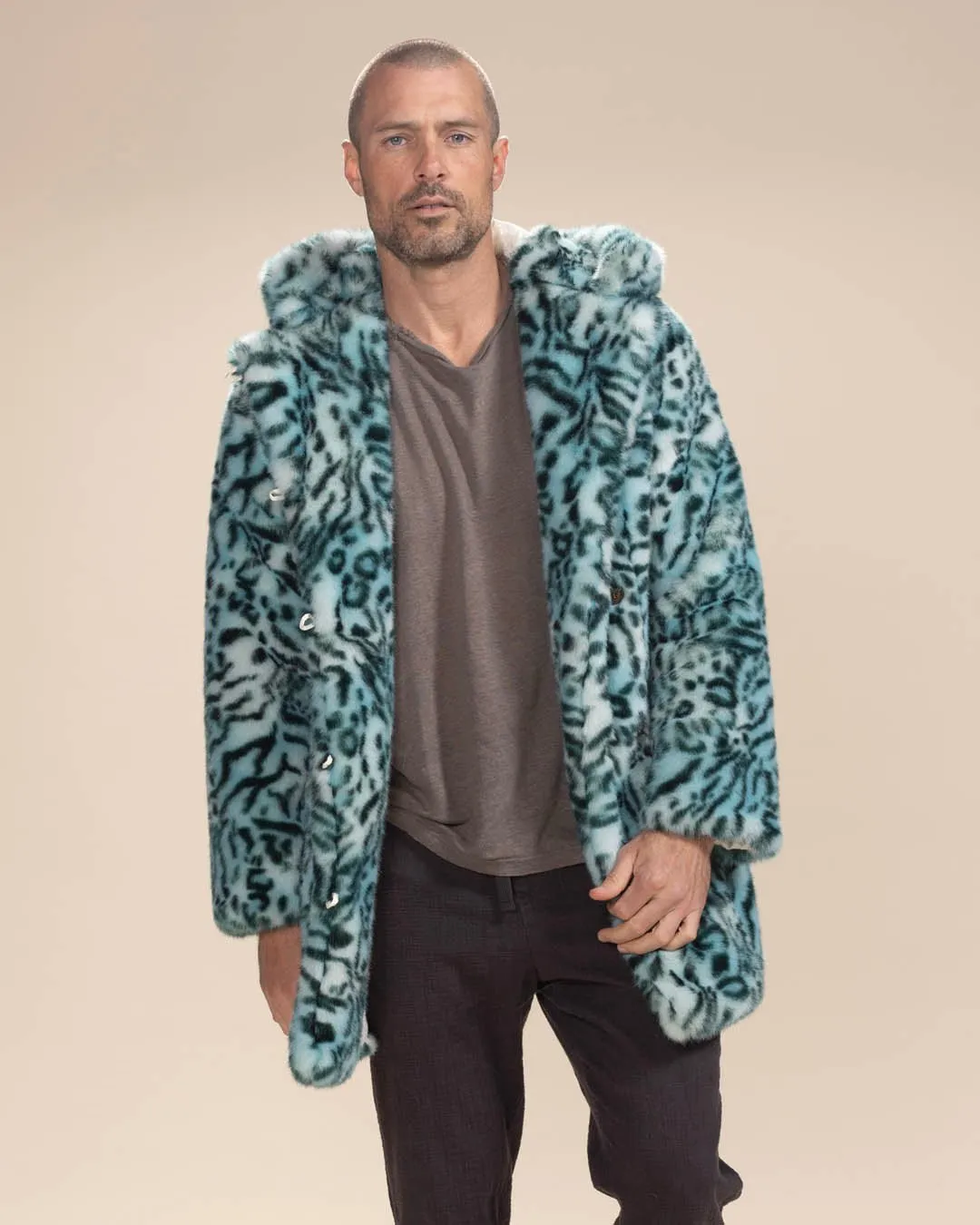 Classic Men's Faux Fur Coat | Aqua Cat