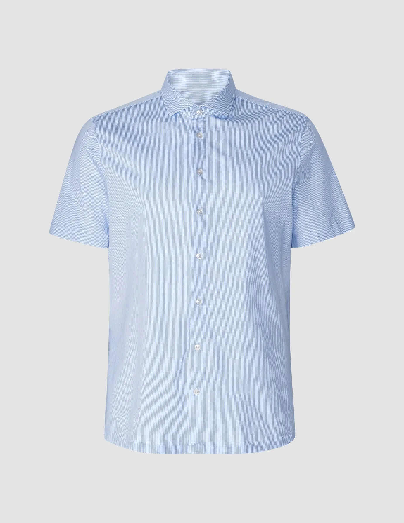 Classic Short Sleeve Shirt Light Blue Stripes