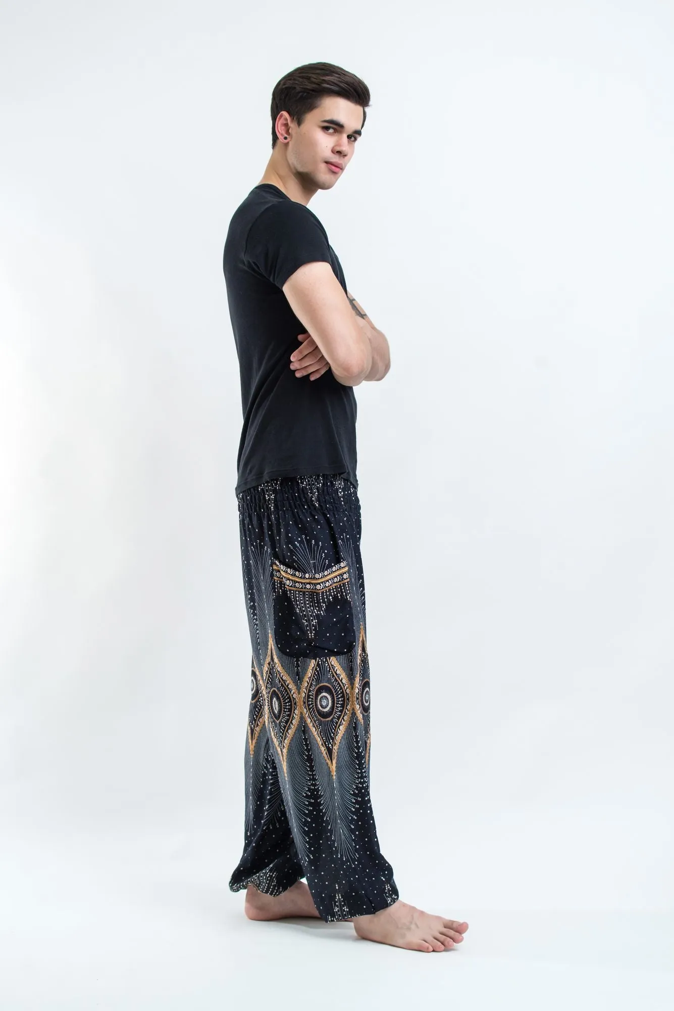 Diamond Peacock Men's Harem Pants in Black