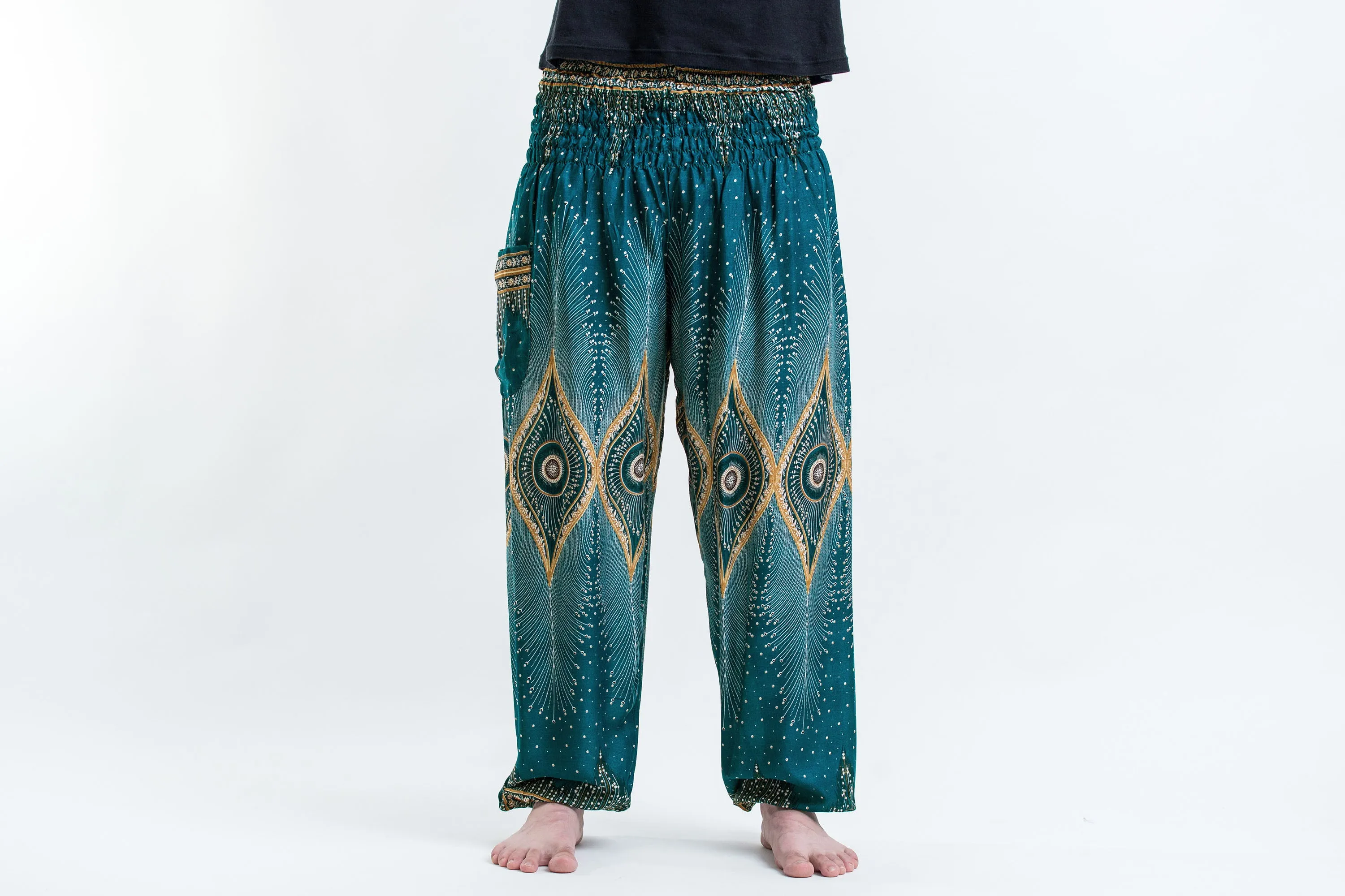 Diamond Peacock Men's Harem Pants in Turquoise