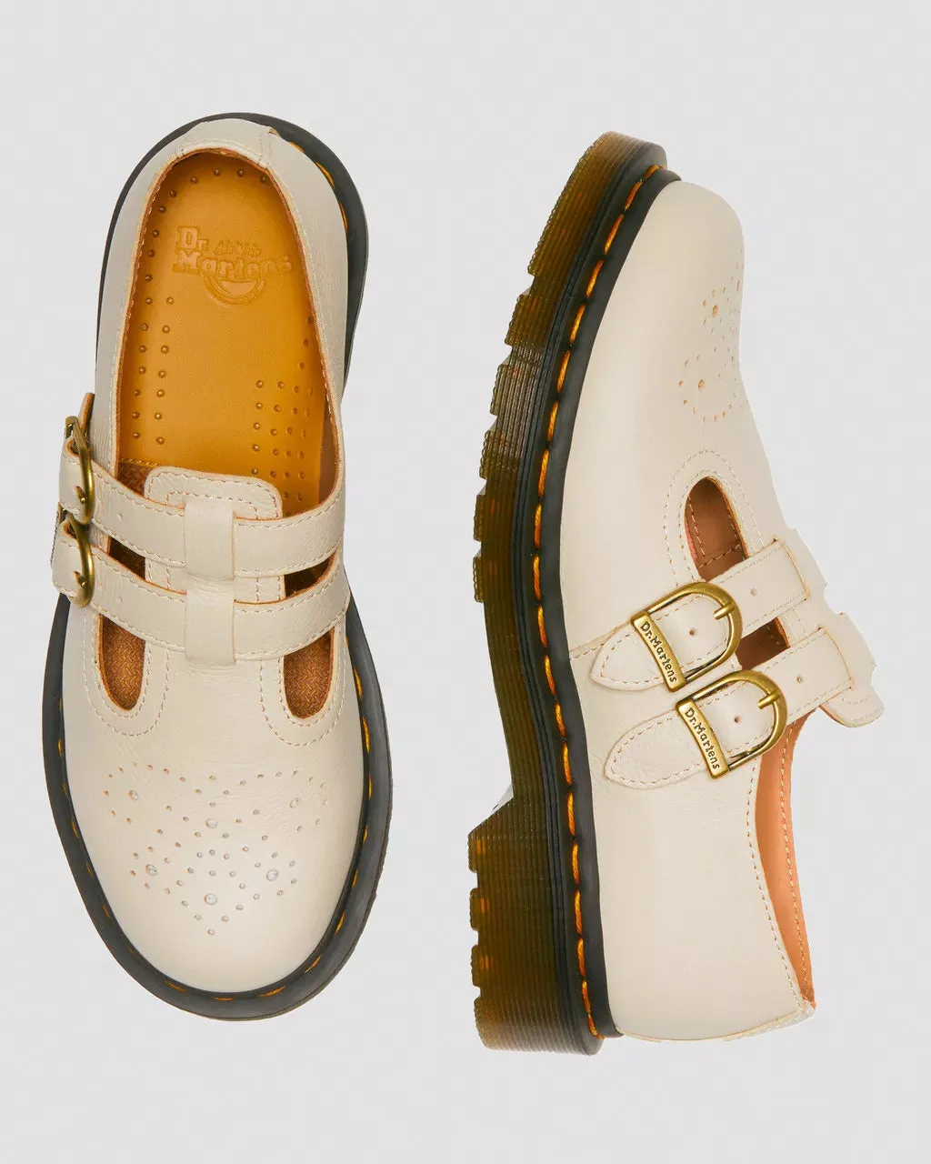 Sure! Heres an optimized title for the e-commerce product:

Womens Doc Martens 8065 Virginia Leather Mary Jane Shoes - Stylish Parchment Beige Footwear for Comfort and Elegance