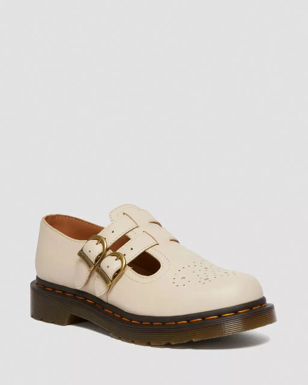 Sure! Heres an optimized title for the e-commerce product:

Womens Doc Martens 8065 Virginia Leather Mary Jane Shoes - Stylish Parchment Beige Footwear for Comfort and Elegance