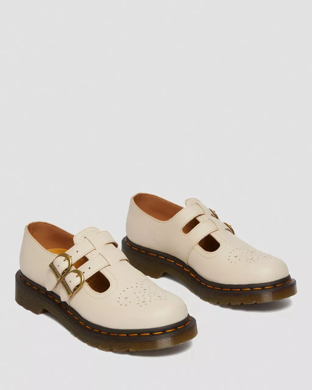 Sure! Heres an optimized title for the e-commerce product:

Womens Doc Martens 8065 Virginia Leather Mary Jane Shoes - Stylish Parchment Beige Footwear for Comfort and Elegance