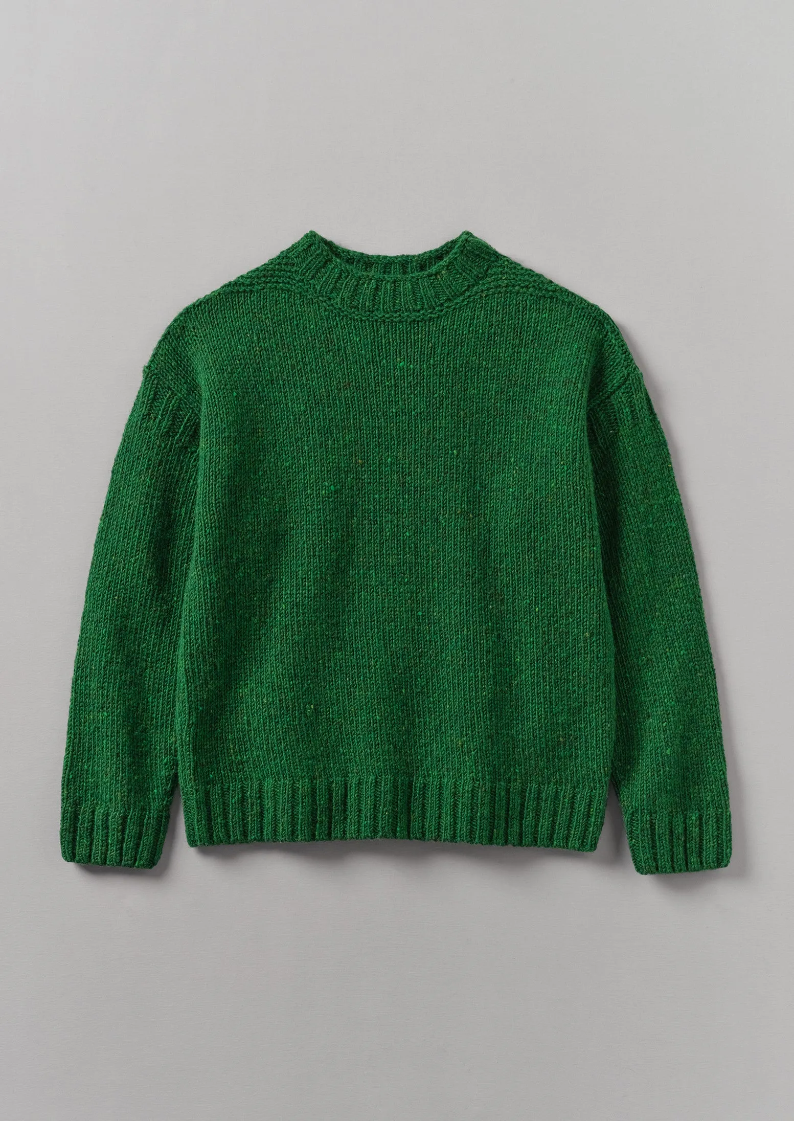 Donegal Wool High Neck Easy Sweater | Emerald