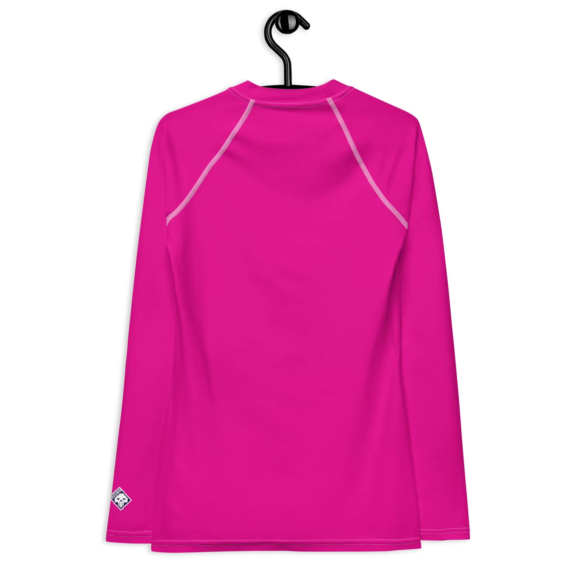 Elegant Essentials: Long Sleeve Solid Color Rash Guard for Women - Hollywood Cerise