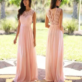 Elegant Sheath pink A-line Lace Gorgeous Wedding Party Dresses, Popular Bridal Gown, WG84